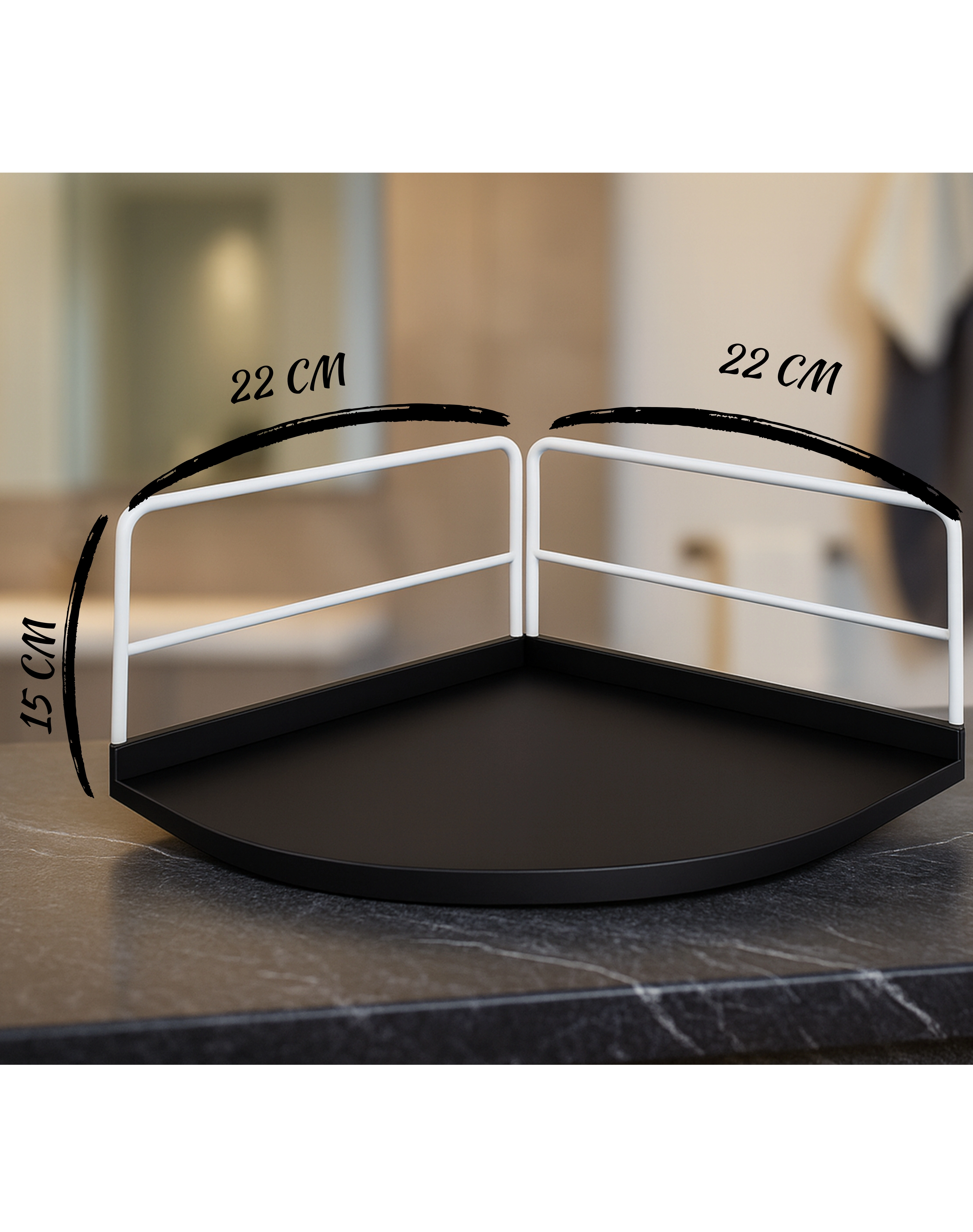 Dekoratif Ahşap Organizer | Paslanmaz Çelik Organizer – Mutfak, Banyo, Salon, Çalışma Masası