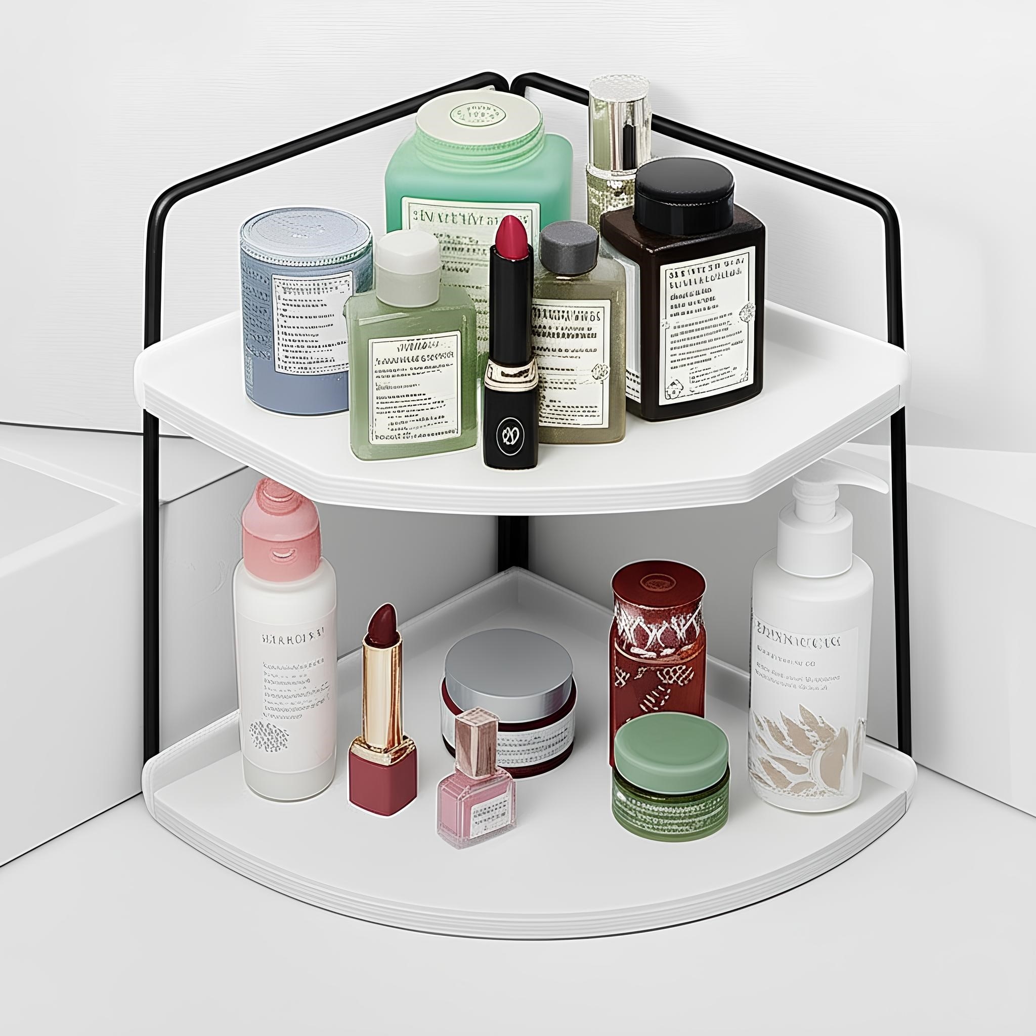 Takı Ve Makyaj Malzemesi İçin Çok Amaçlı Düzenleyici Banyo Masaüstü Kozmetik Organizeri Dekoratif 2 Katlı Raf