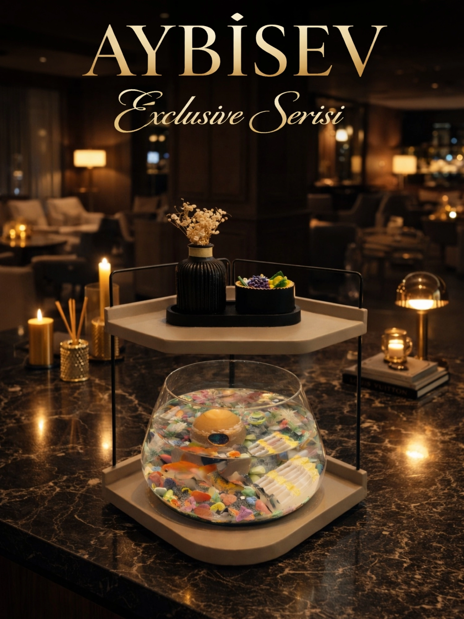  Led Işıklı Modern Cam Beta Akvaryumu, Masaüstü Dekoratif Fanus