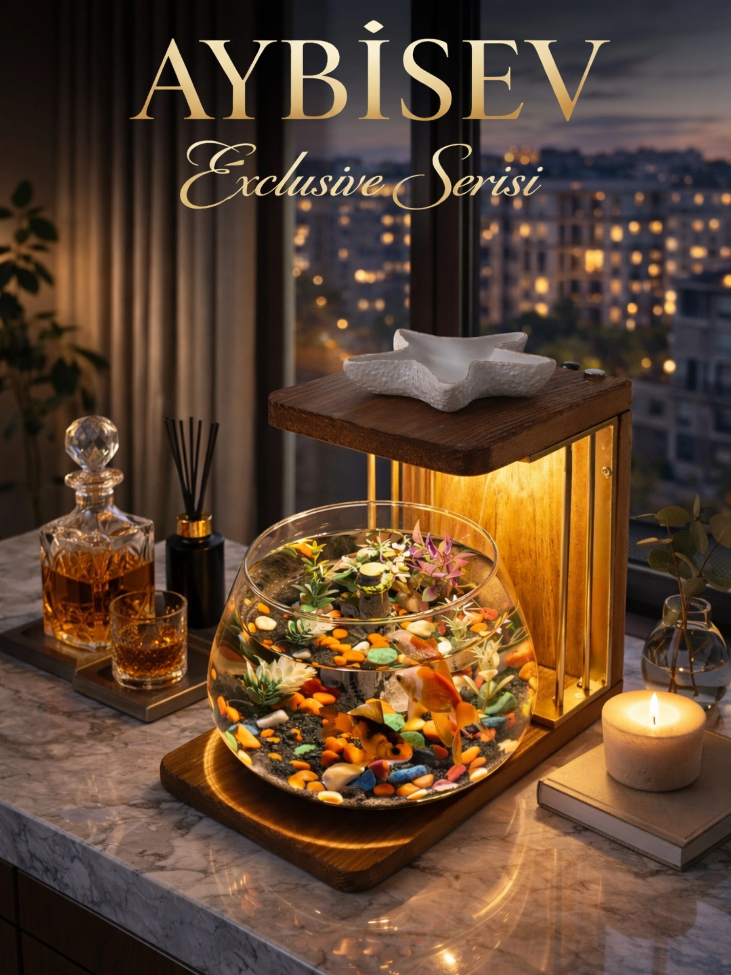 Beta Akvaryum Exclusive Cam Fanus – Işıklı, Modern ve Lüks Masa Üstü Aksesuar