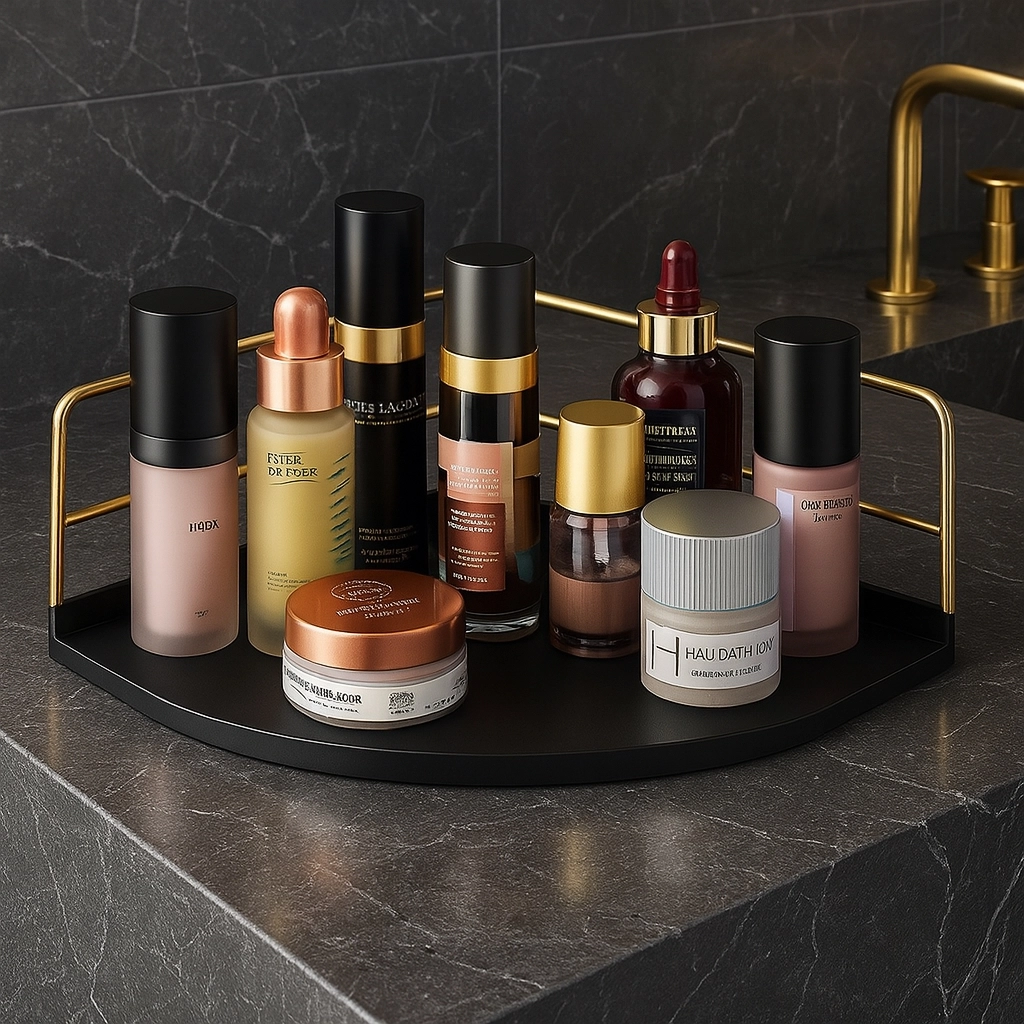 Dekoratif Ahşap Organizer | Paslanmaz Çelik Organizer – Mutfak, Banyo, Salon, Çalışma Masası