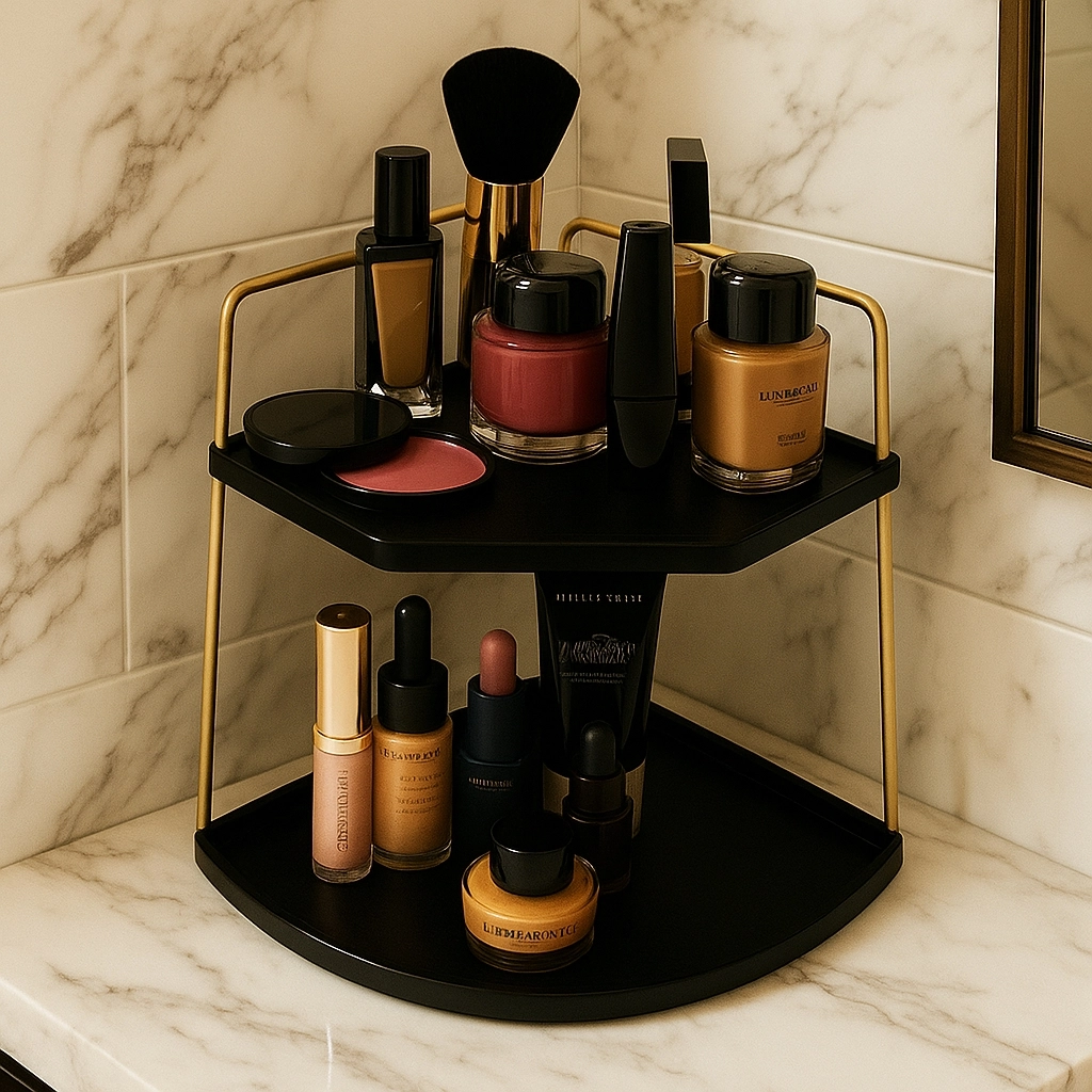 Takı Ve Makyaj Malzemesi İçin Çok Amaçlı Düzenleyici Banyo Masaüstü Kozmetik Organizeri Dekoratif 2 Katlı Raf