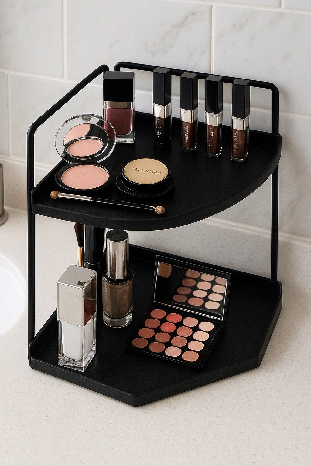 Takı Ve Makyaj Malzemesi İçin Çok Amaçlı Düzenleyici Banyo Masaüstü Kozmetik Organizeri Dekoratif 2 Katlı Raf