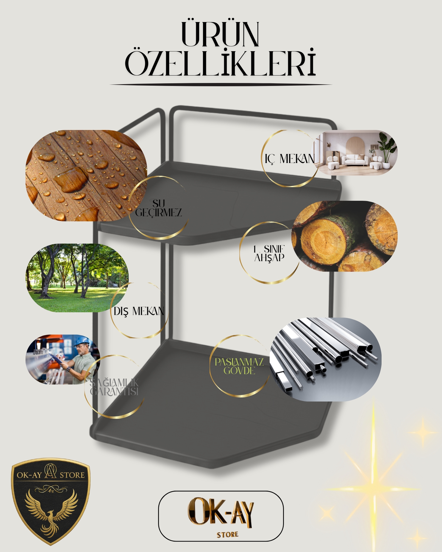 Banyo Rafı Çok Amaçlı Düzenleyici Tezgah Üstü Dekoratif 2 Katlı Raf 