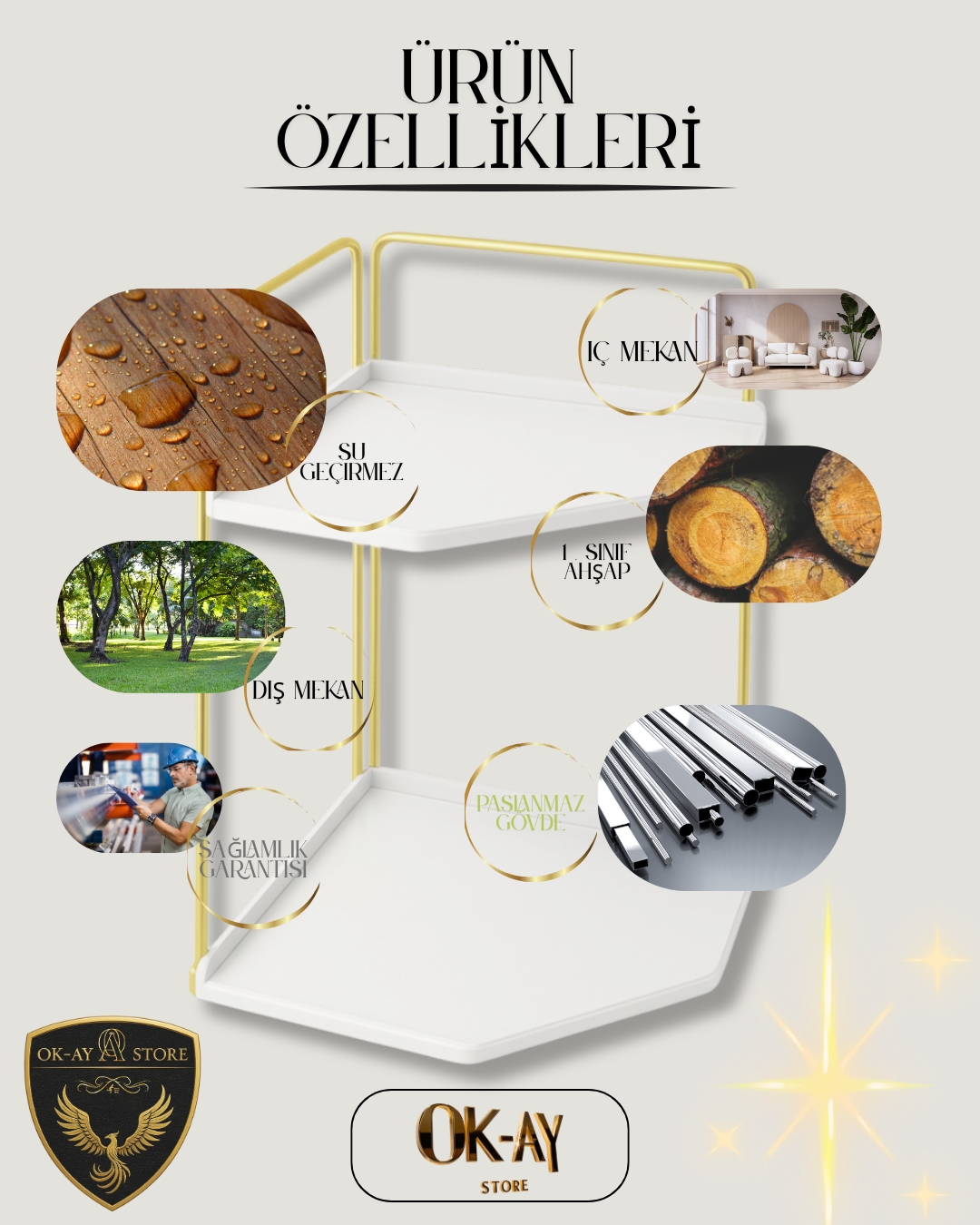 Banyo Rafı Çok Amaçlı Düzenleyici Tezgah Üstü Dekoratif 2 Katlı Raf 