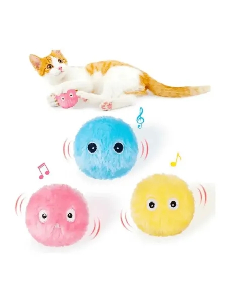 3 Farklı Seste Peluş Kedi Topu Oyuncağı