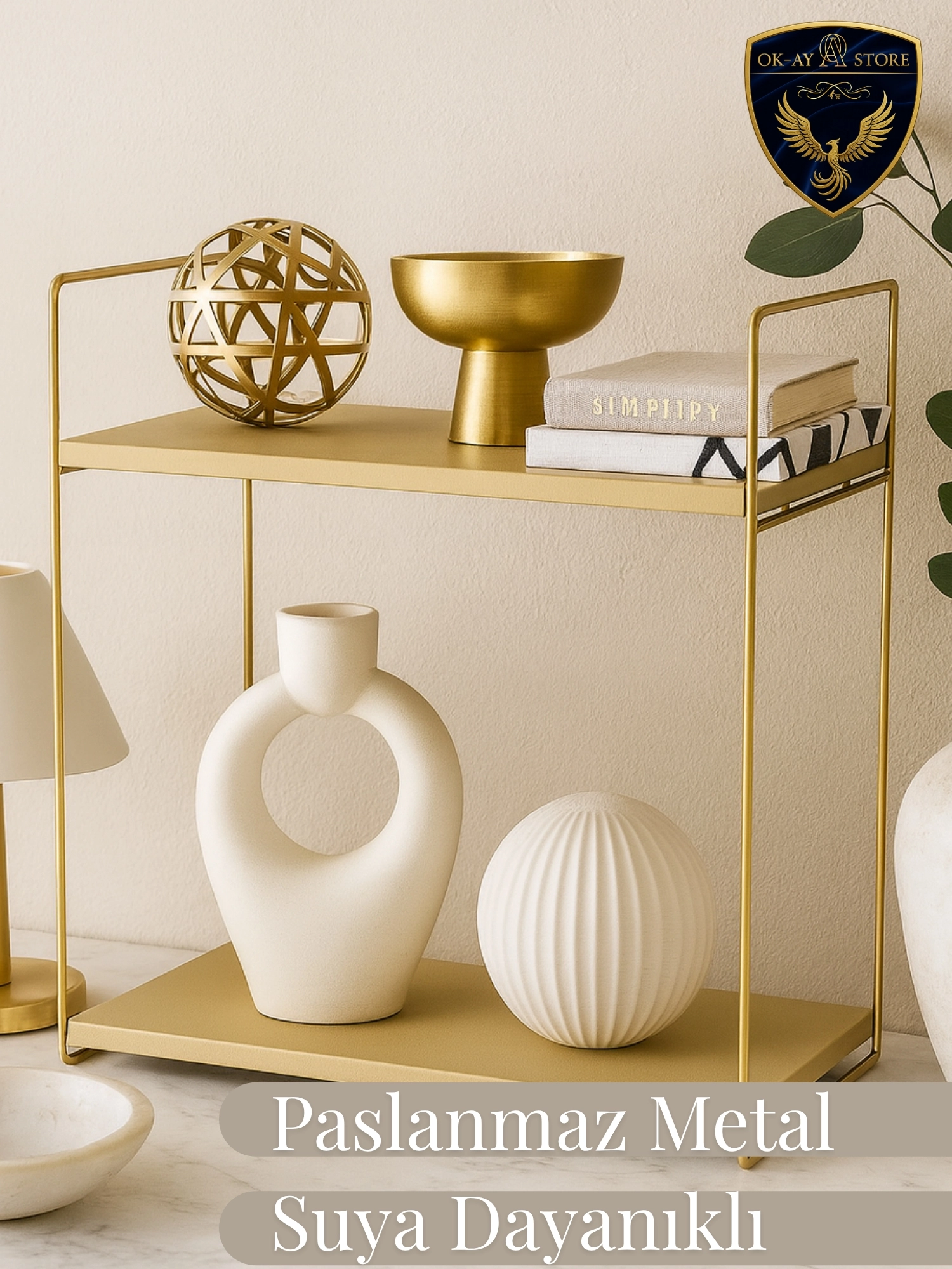 Ahşap Metal Premium Raf – Aybisev 2 Katlı Ev Düzenleyici