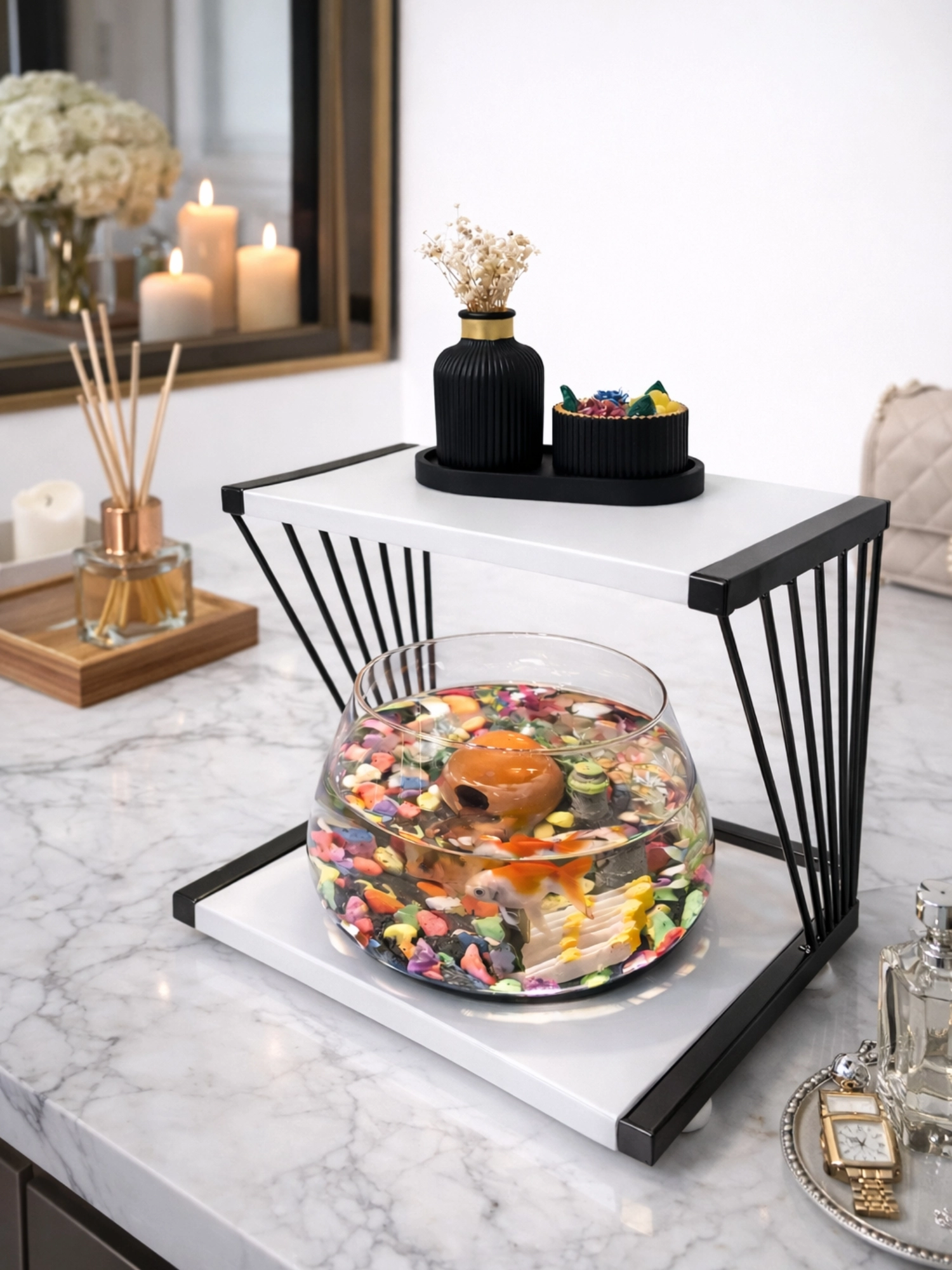 LED Işıklı Cam Beta Akvaryumu & Fanusu – Hediye ve Dekor İçin Şık Akvaryum