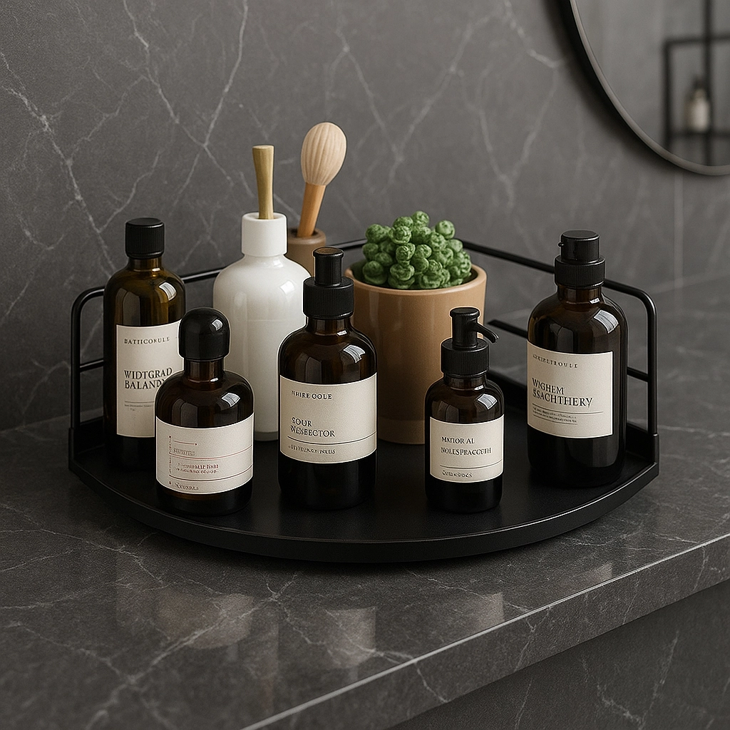 Dekoratif Ahşap Organizer | Paslanmaz Çelik Organizer – Mutfak, Banyo, Salon, Çalışma Masası