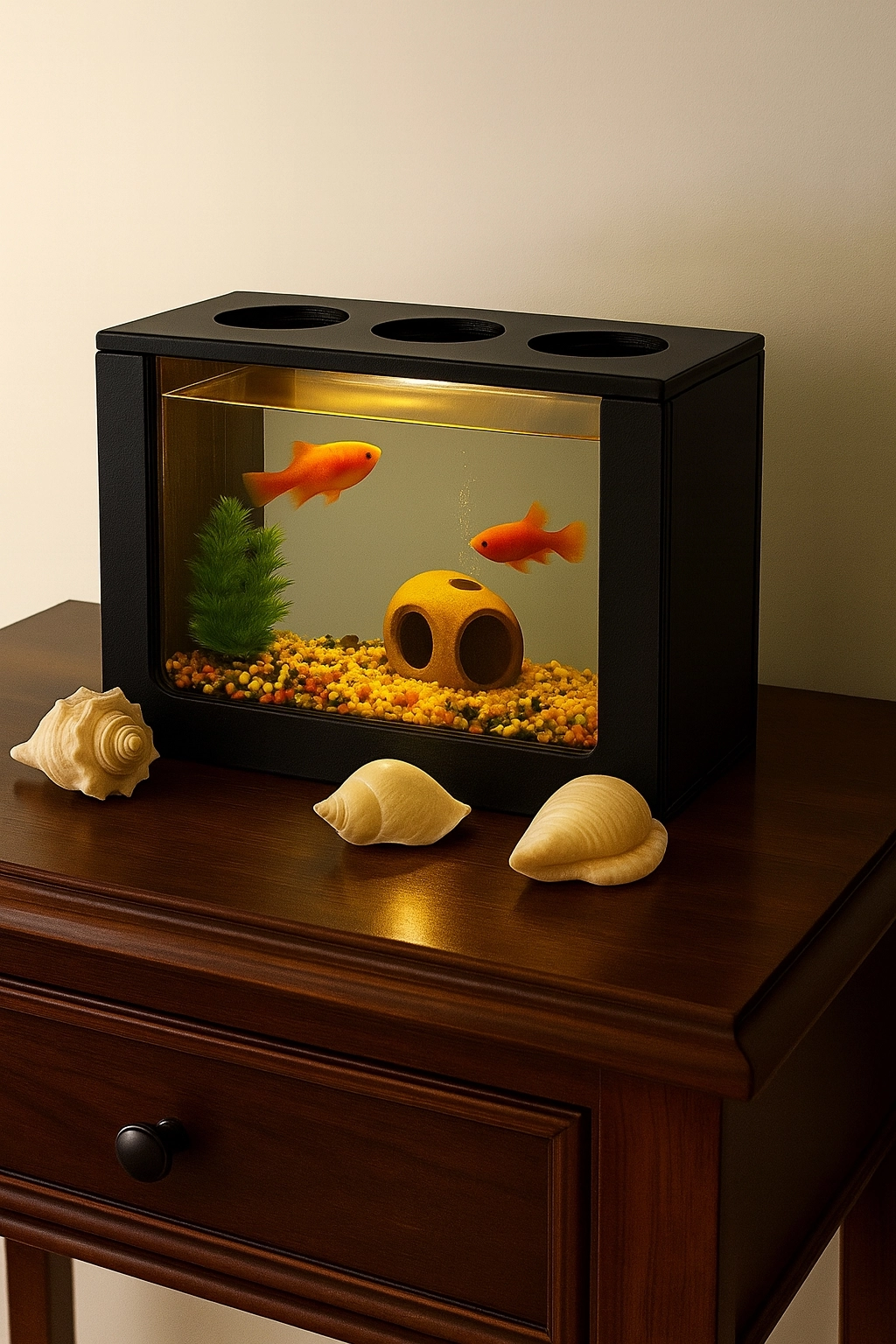 Beta Akvaryum Ahşap Hediyelik Balık Akvaryumu Şık ve Dayanıklı Modern Doğal Ahşap Tasarım Hediyelik