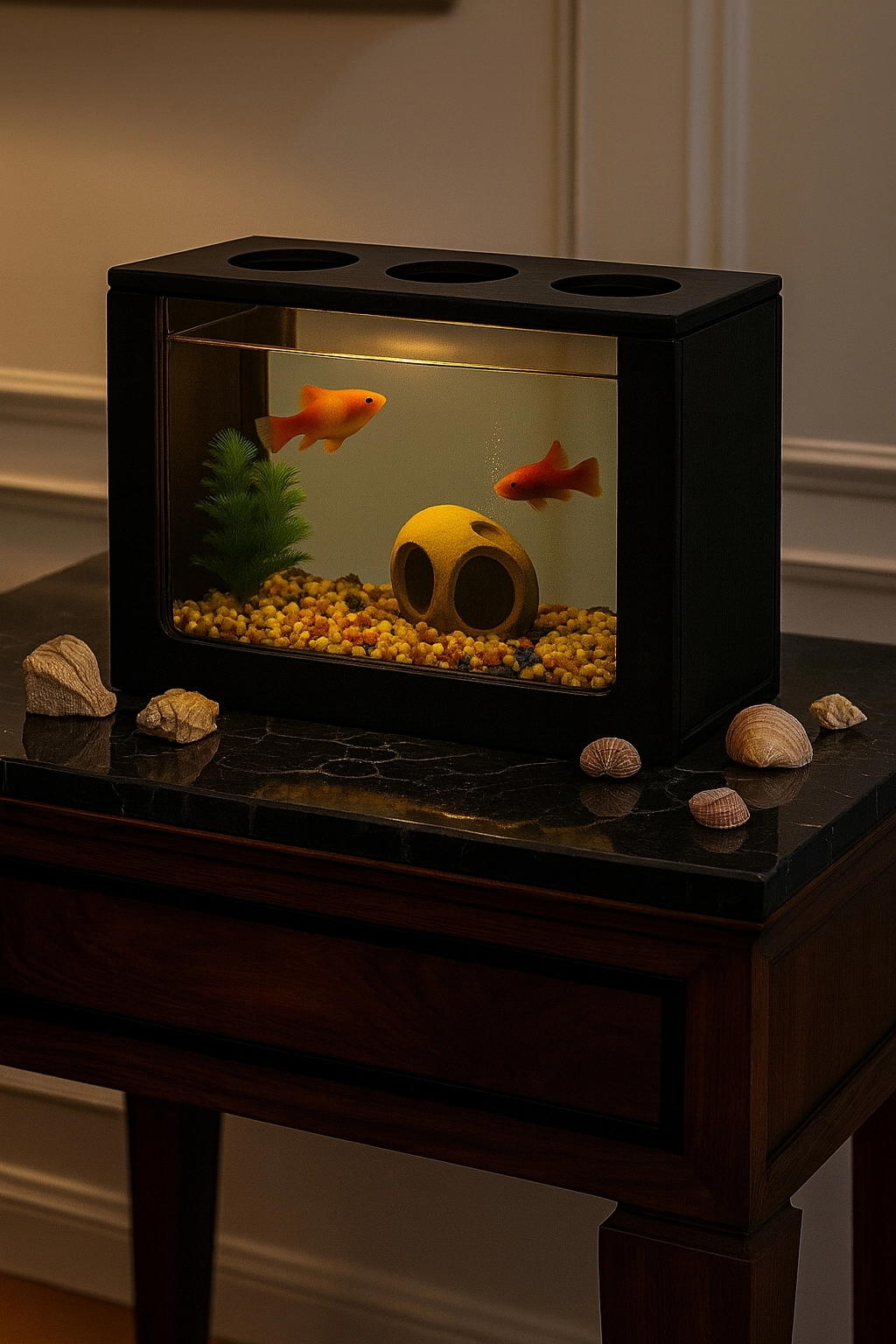 Beta Akvaryum Ahşap Hediyelik Balık Akvaryumu Şık ve Dayanıklı Modern Doğal Ahşap Tasarım Hediyelik