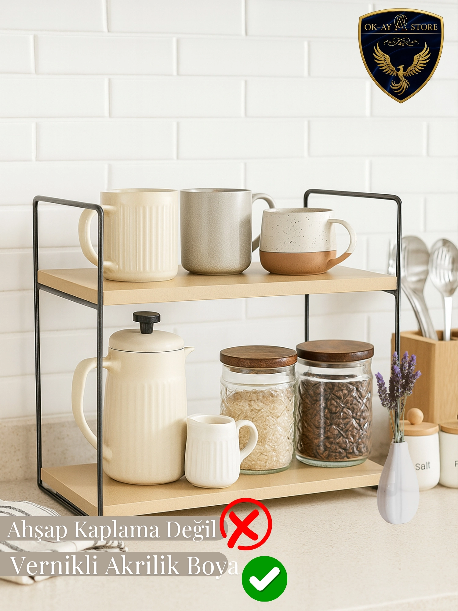 Aybisev Premium Çok Amaçlı Raf – Ahşap Metal Dayanıklı Yapı