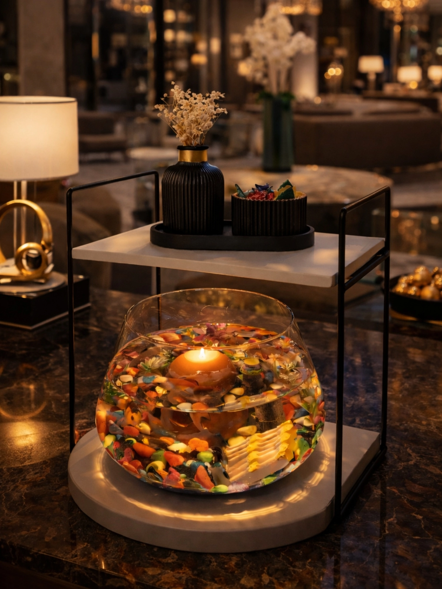 Özel Tasarım Cam Fanus Beta Balığı için Dekoratif Akvaryum & Fanus Seti