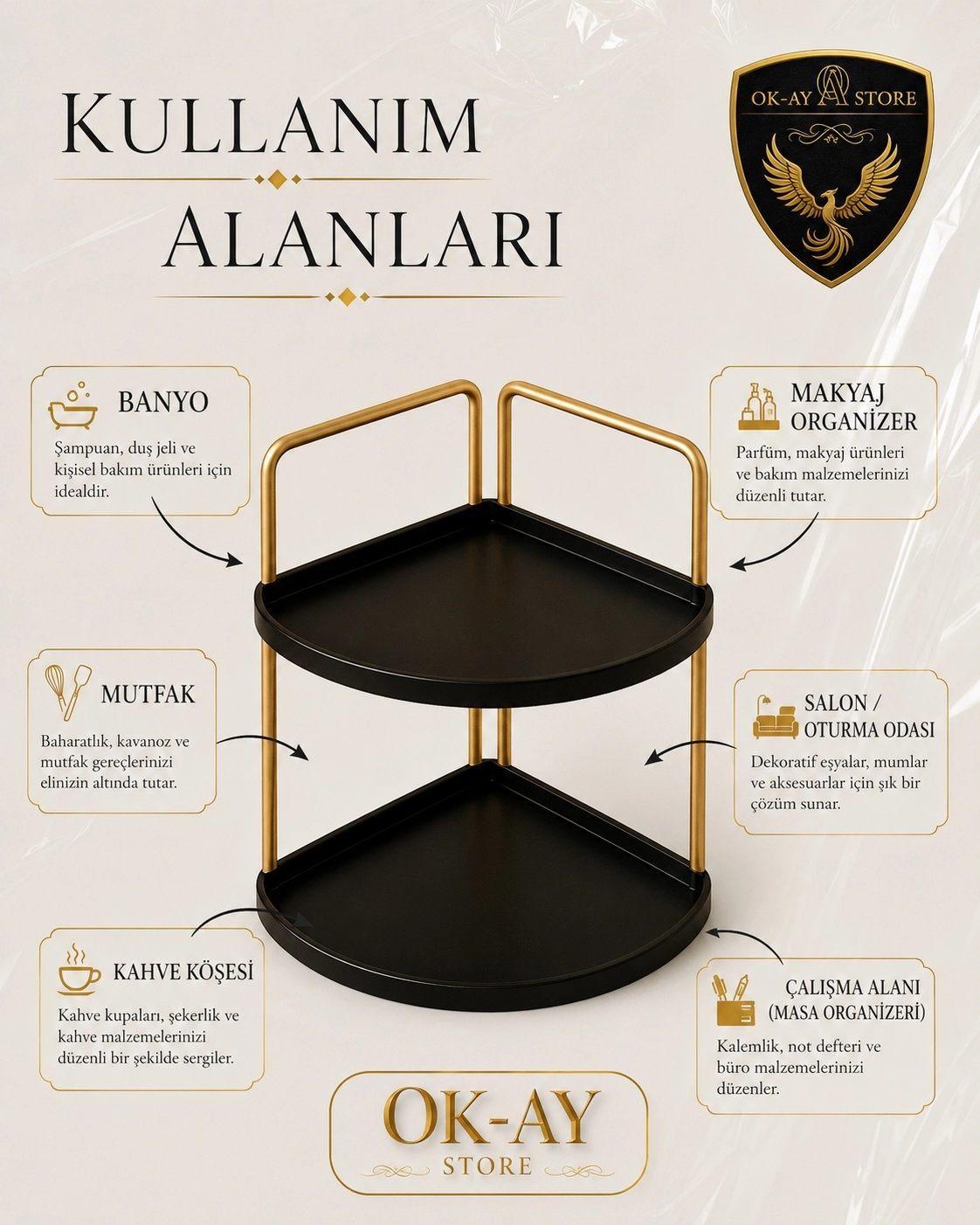 Mutfak Rafı Masaüstü Düzenleyici Organizer 2 Katlı Raf