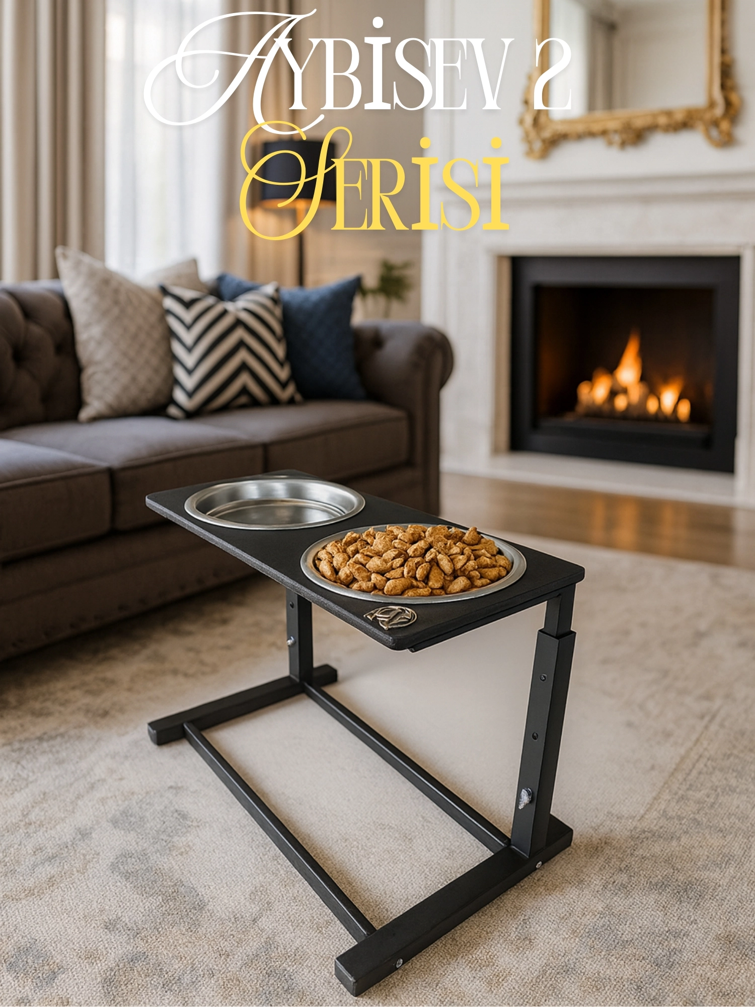 Büyük ve Orta Boy Köpekler İçin Ayarlanabilir 3 Yükseklikli Paslanmaz Çelik Mama ve Su Kabı Standı