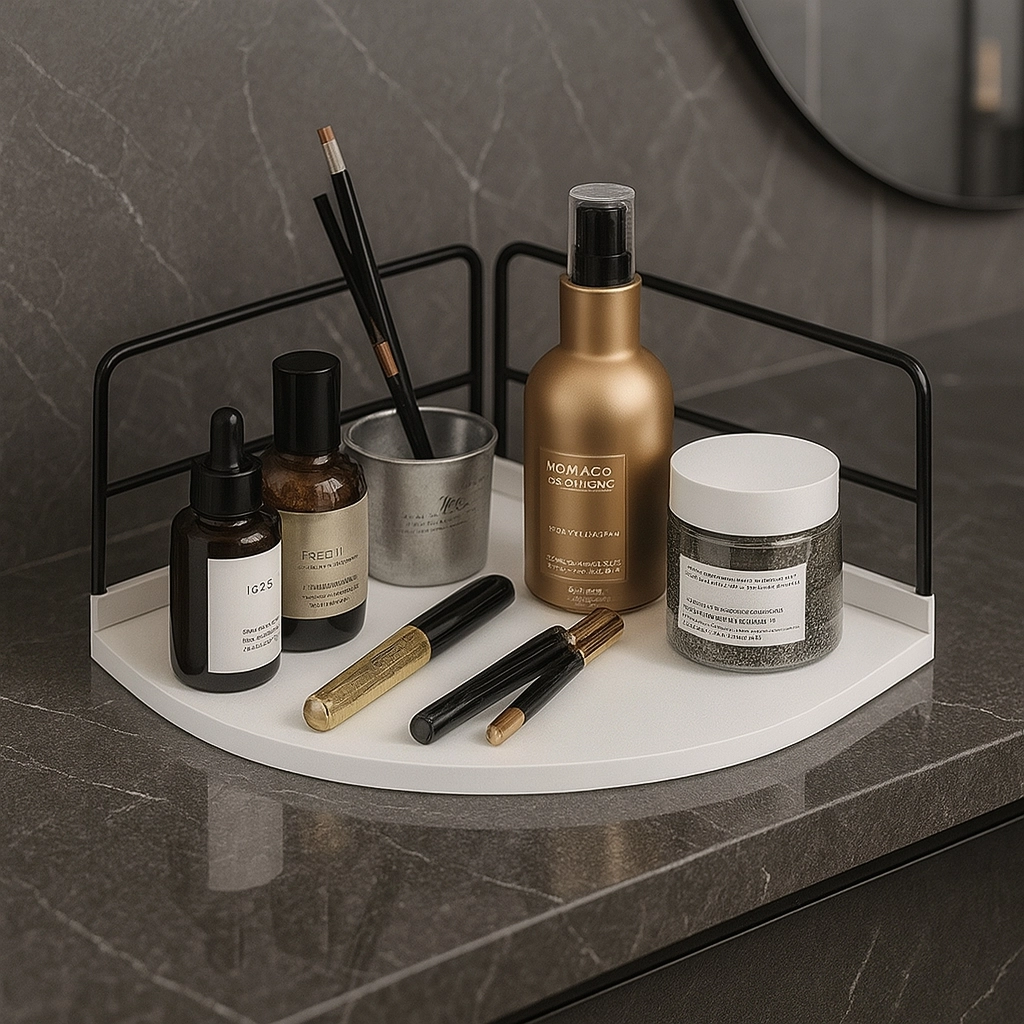 Dekoratif Ahşap Organizer | Paslanmaz Çelik Organizer – Mutfak, Banyo, Salon, Çalışma Masası