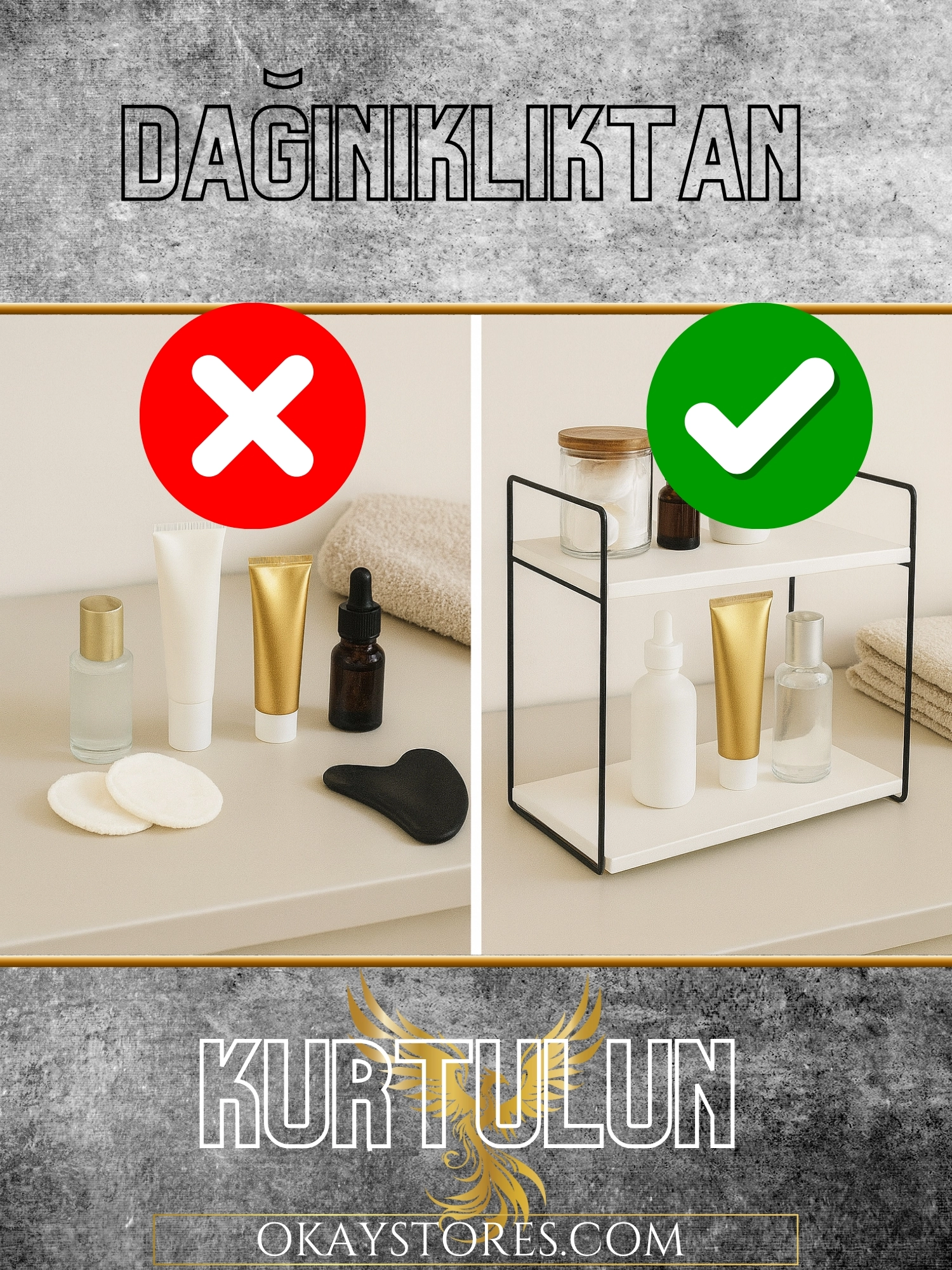 Çok Amaçlı Ahşap Metal Raf 2 Katlı – Aybisev Premium Kalitesiyle