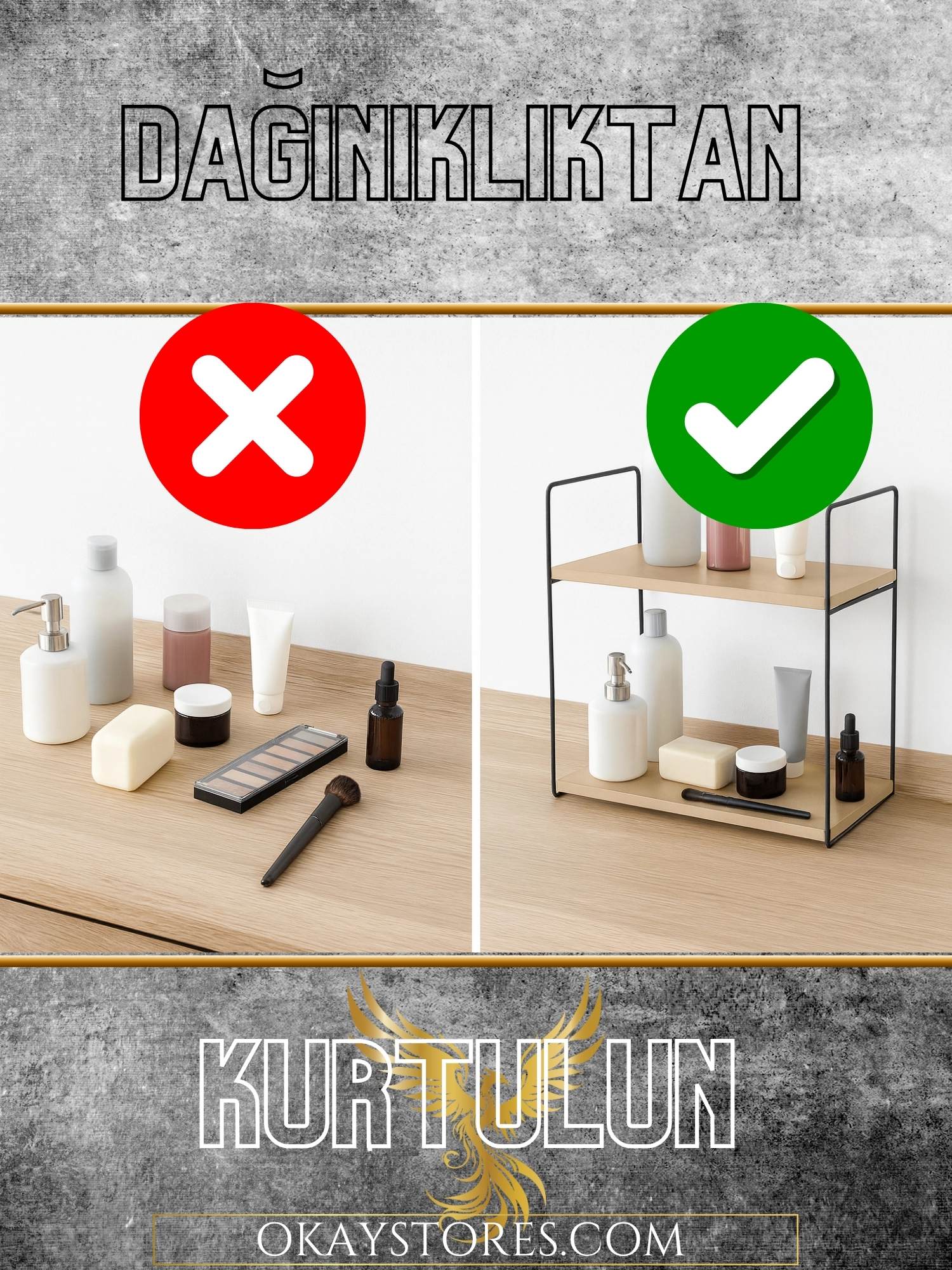 Aybisev Premium Çok Amaçlı Raf – Ahşap Metal Dayanıklı Yapı