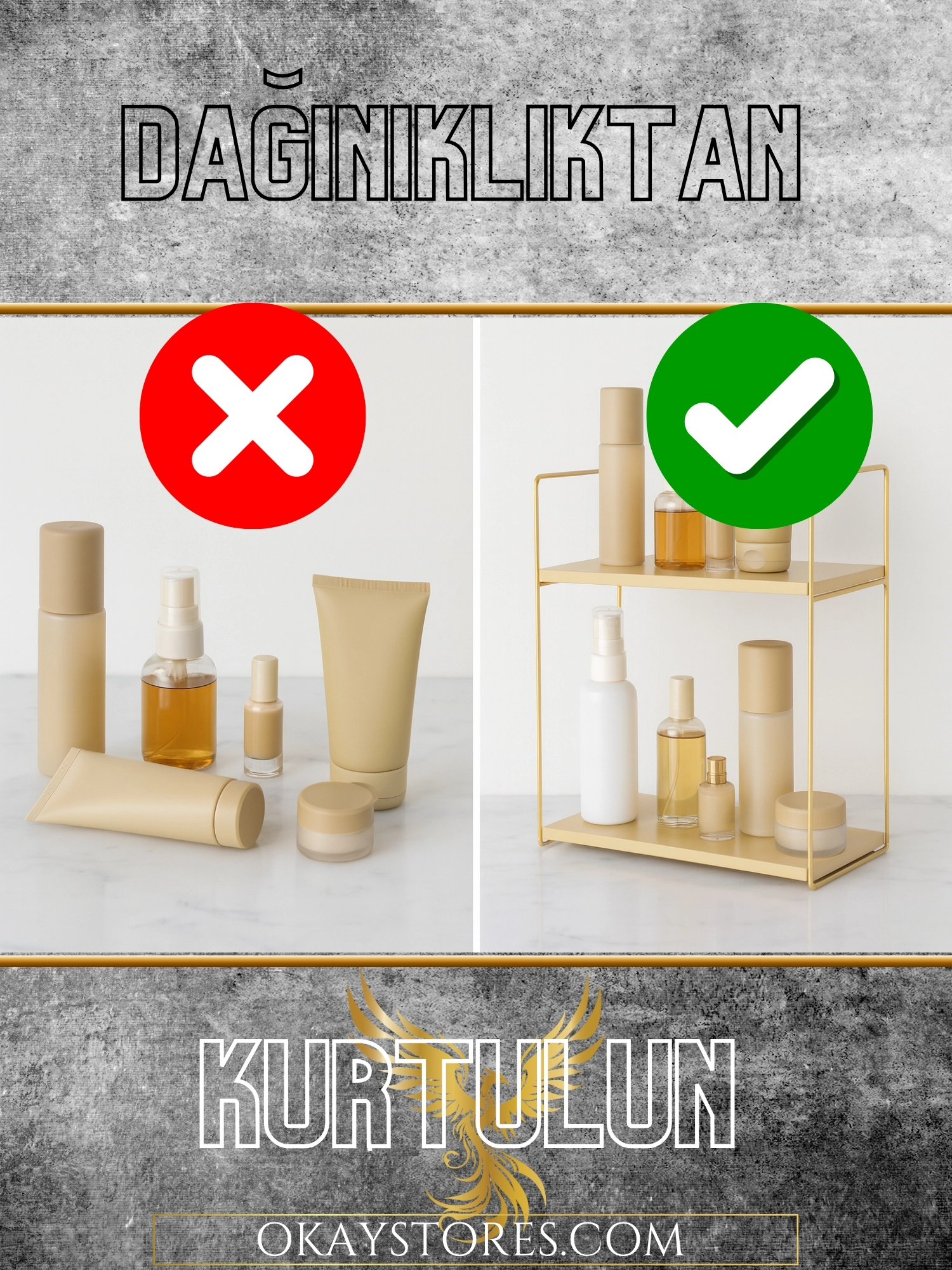 Ahşap Metal Premium Raf – Aybisev 2 Katlı Ev Düzenleyici