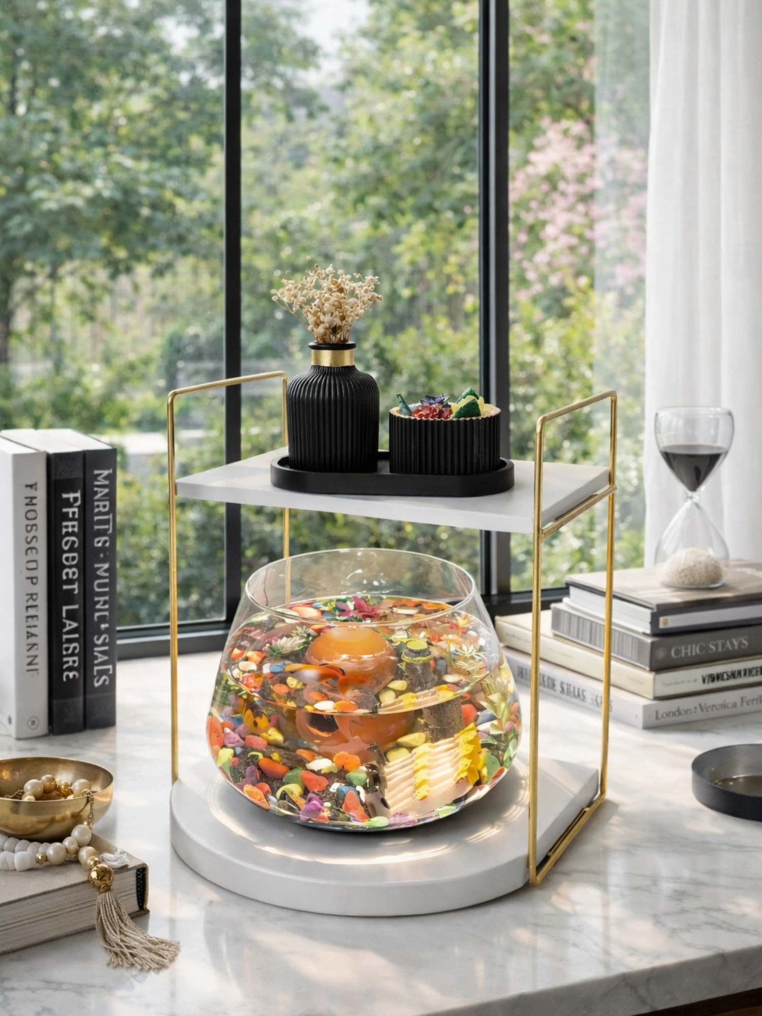 Akvaryum ve Dekor Amaçlı Cam Fanus Beta Balığı Mini Akvaryum