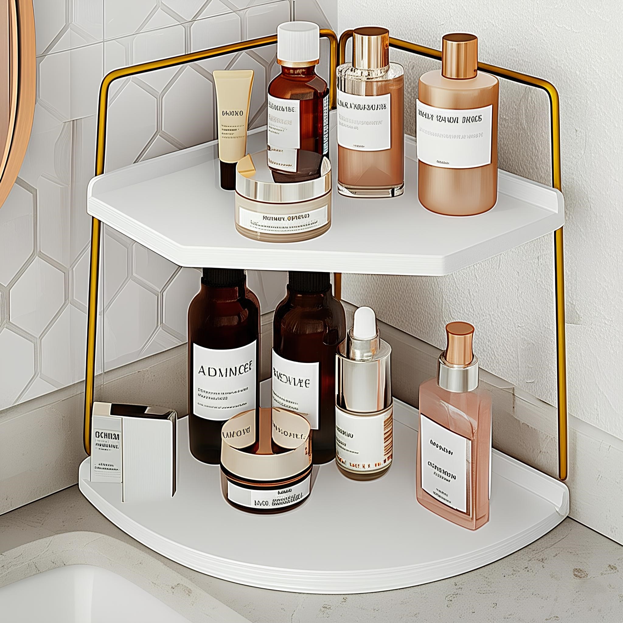 Takı Ve Makyaj Malzemesi İçin Çok Amaçlı Düzenleyici Banyo Masaüstü Kozmetik Organizeri Dekoratif 2 Katlı Raf