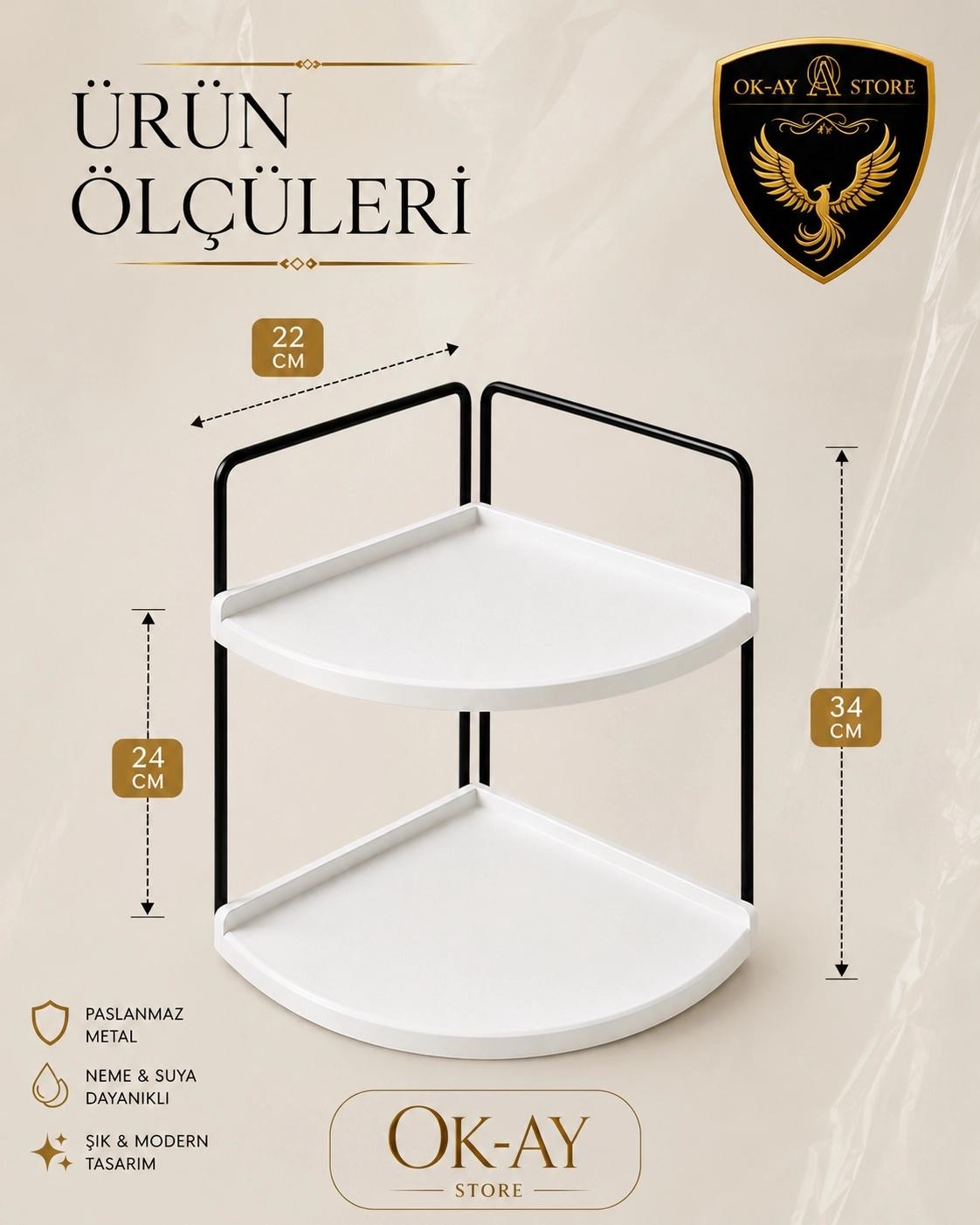 Takı Ve Makyaj Malzemesi İçin Çok Amaçlı Düzenleyici Banyo Masaüstü Kozmetik Organizeri Dekoratif 2 Katlı Raf