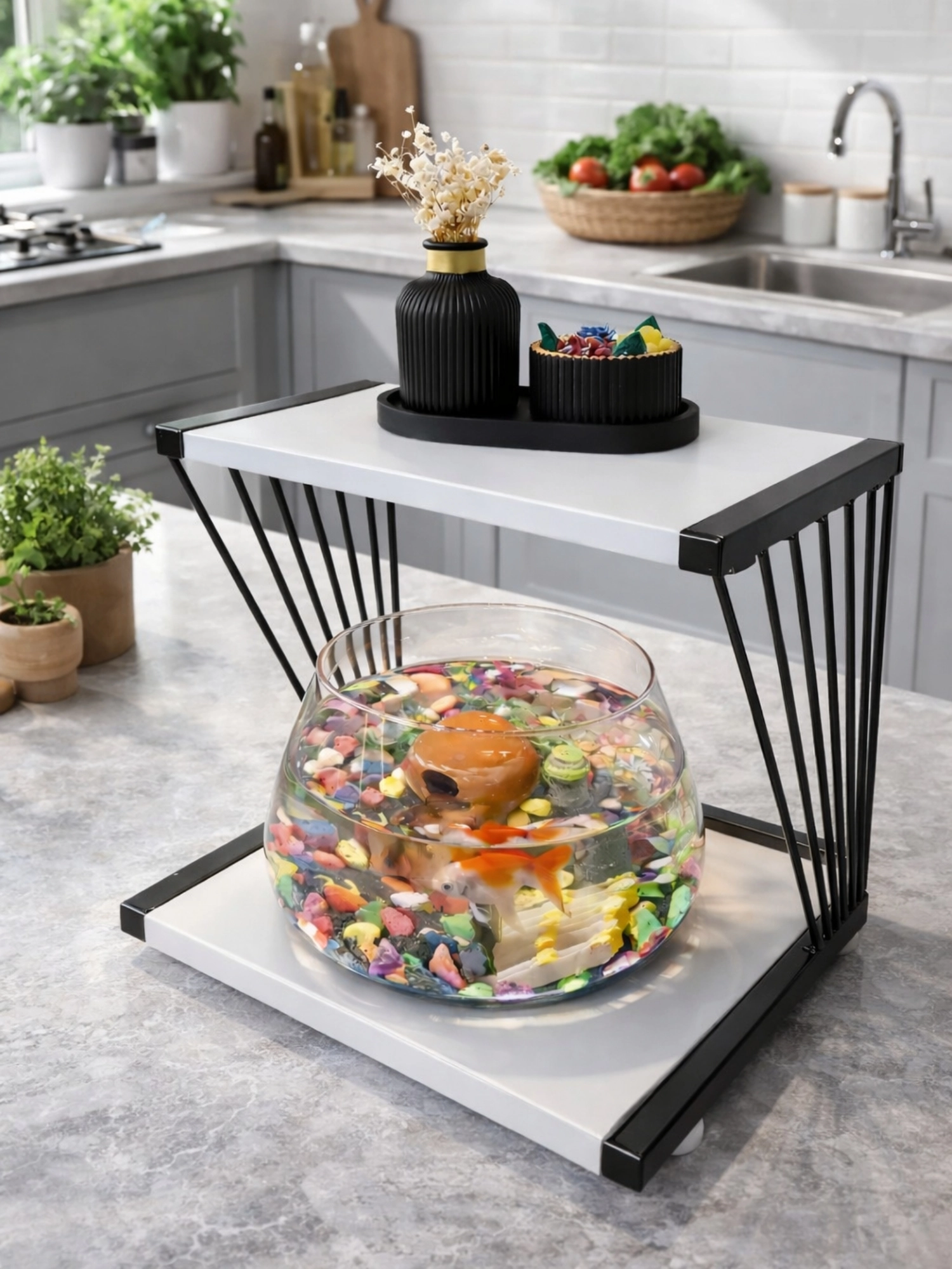 LED Işıklı Cam Beta Akvaryumu & Fanusu – Hediye ve Dekor İçin Şık Akvaryum