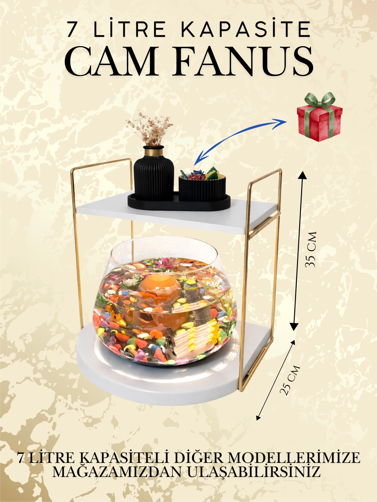 Akvaryum ve Dekor Amaçlı Cam Fanus Beta Balığı Mini Akvaryum