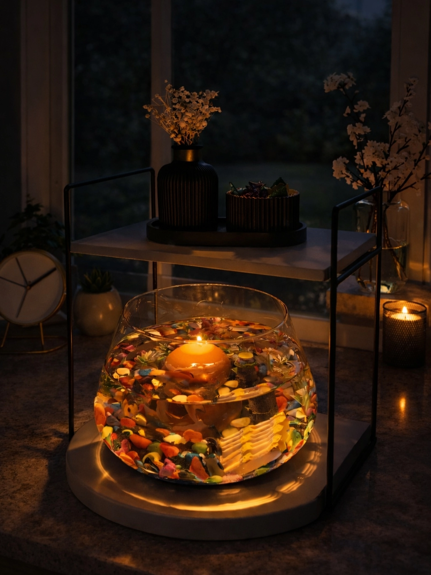 Özel Tasarım Cam Fanus Beta Balığı için Dekoratif Akvaryum & Fanus Seti