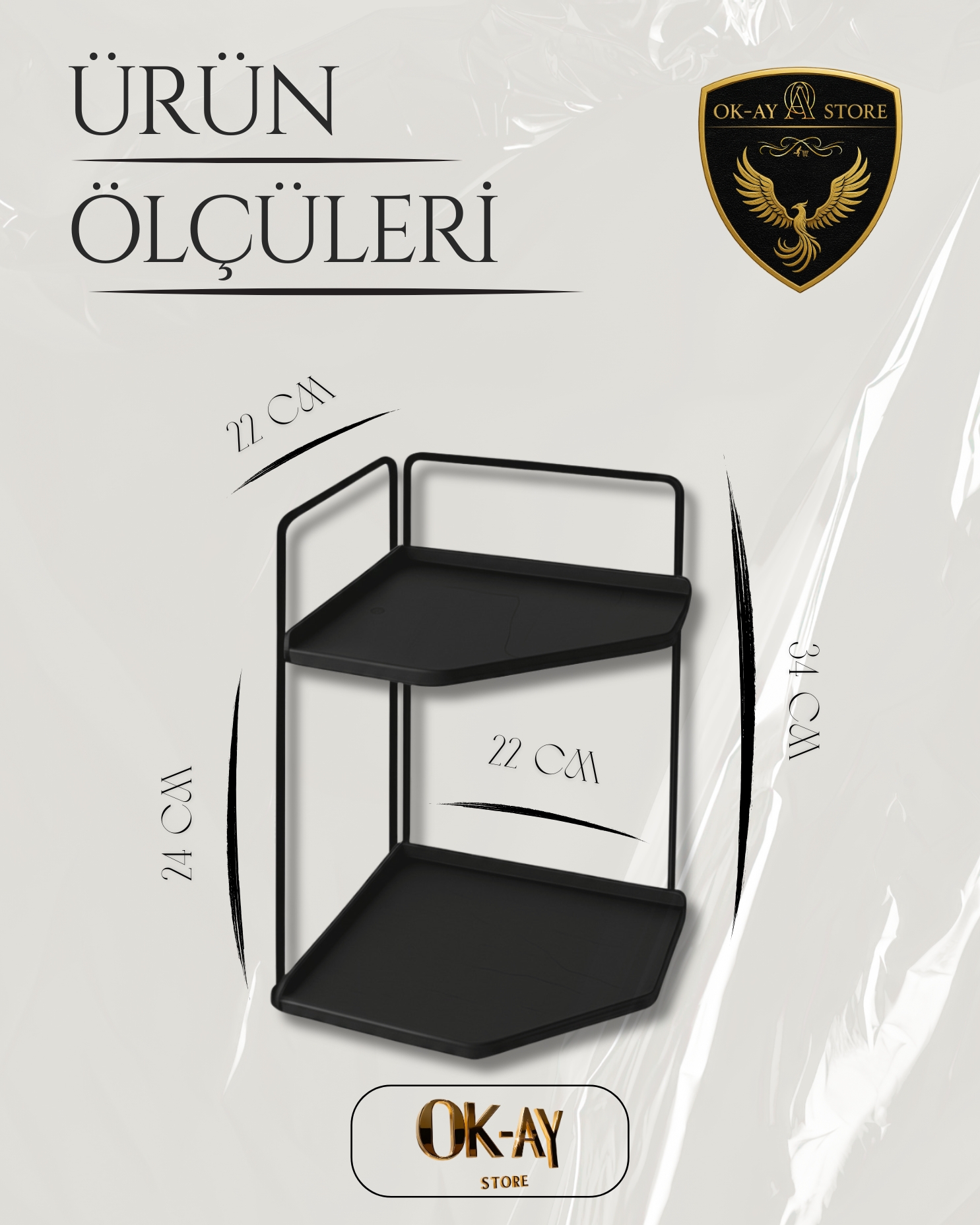 Banyo Rafı Çok Amaçlı Düzenleyici Tezgah Üstü Dekoratif 2 Katlı Raf 