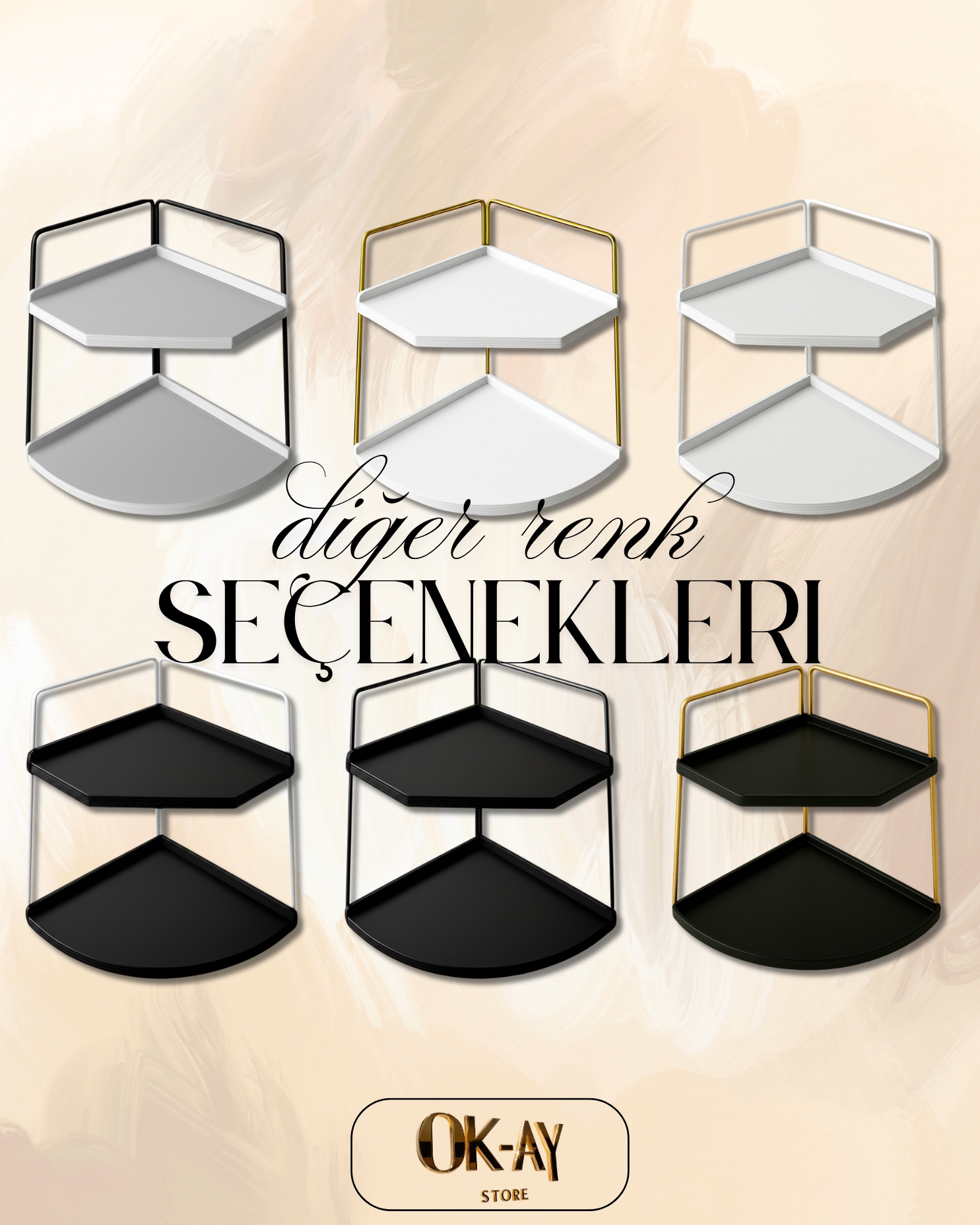 Takı Ve Makyaj Malzemesi İçin Çok Amaçlı Düzenleyici Banyo Masaüstü Kozmetik Organizeri Dekoratif 2 Katlı Raf