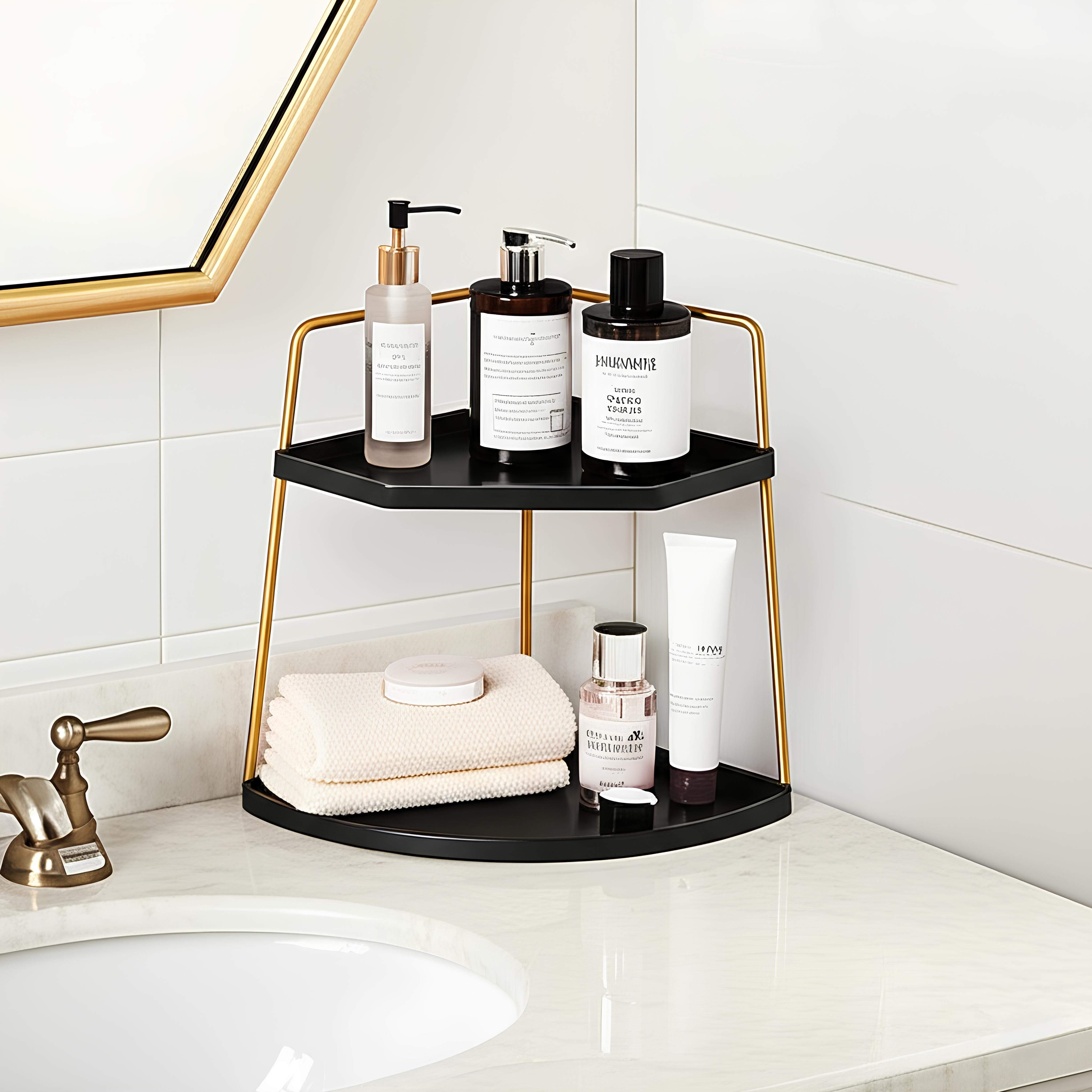 Takı Ve Makyaj Malzemesi İçin Çok Amaçlı Düzenleyici Banyo Masaüstü Kozmetik Organizeri Dekoratif 2 Katlı Raf