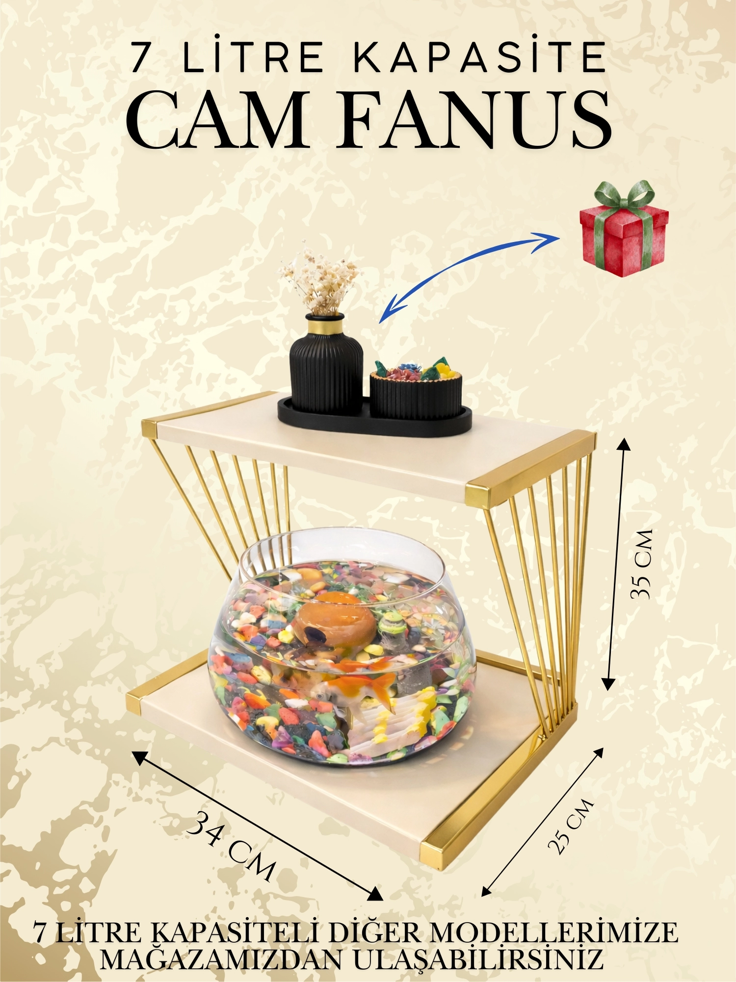 Modern İç Mekânlar İçin Premium Cam Fanus Beta Balığı Akvaryumu