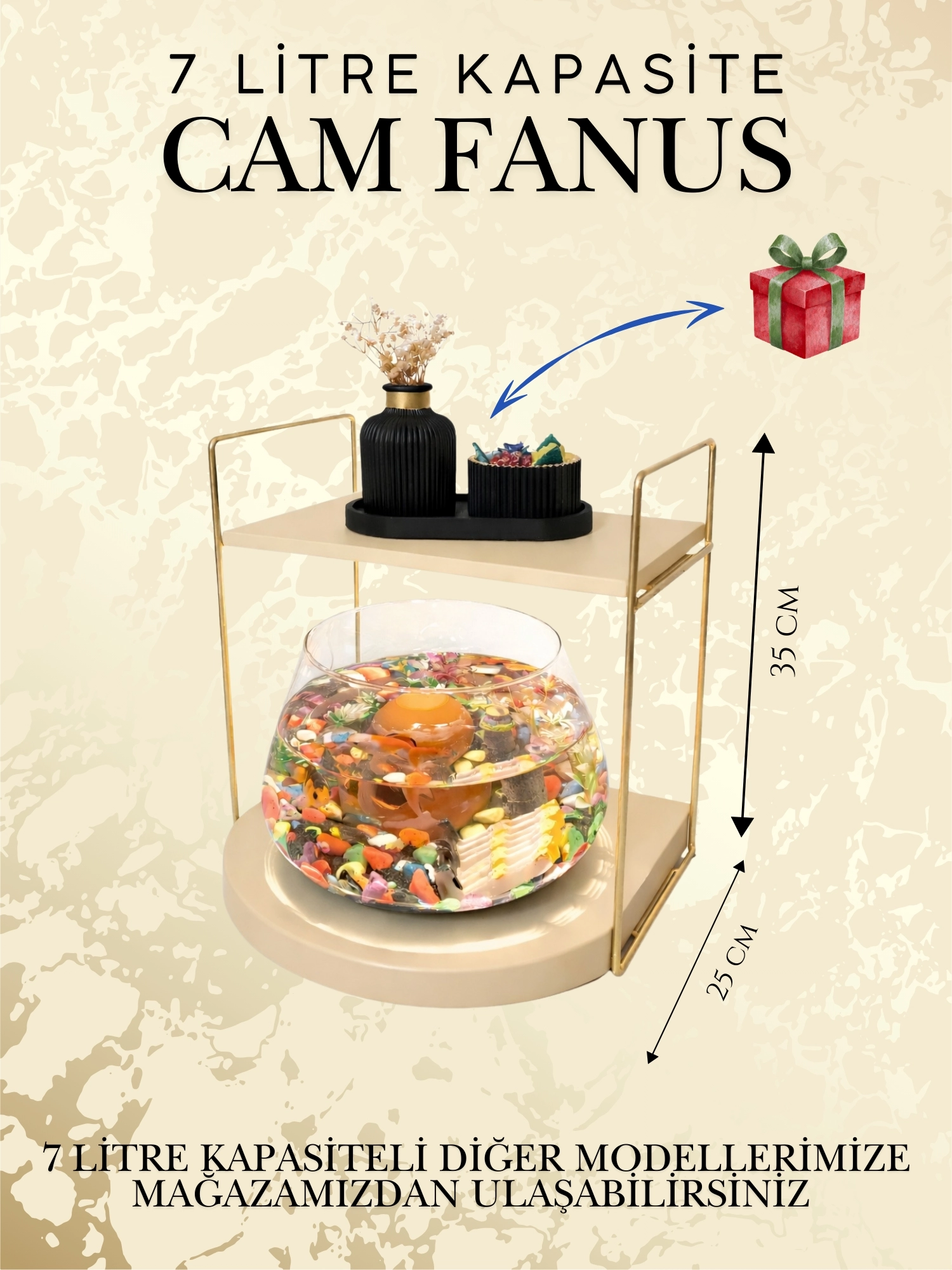 Modern ve Lüks Mekânlar İçin Cam Fanus Beta Balığı Dekoratif Akvaryum