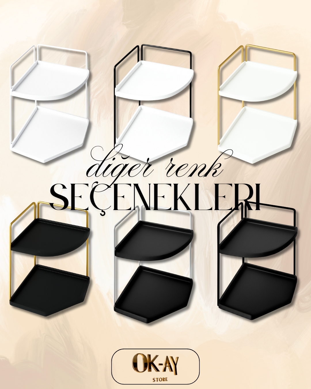 Takı Ve Makyaj Malzemesi İçin Çok Amaçlı Düzenleyici Banyo Masaüstü Kozmetik Organizeri Dekoratif 2 Katlı Raf