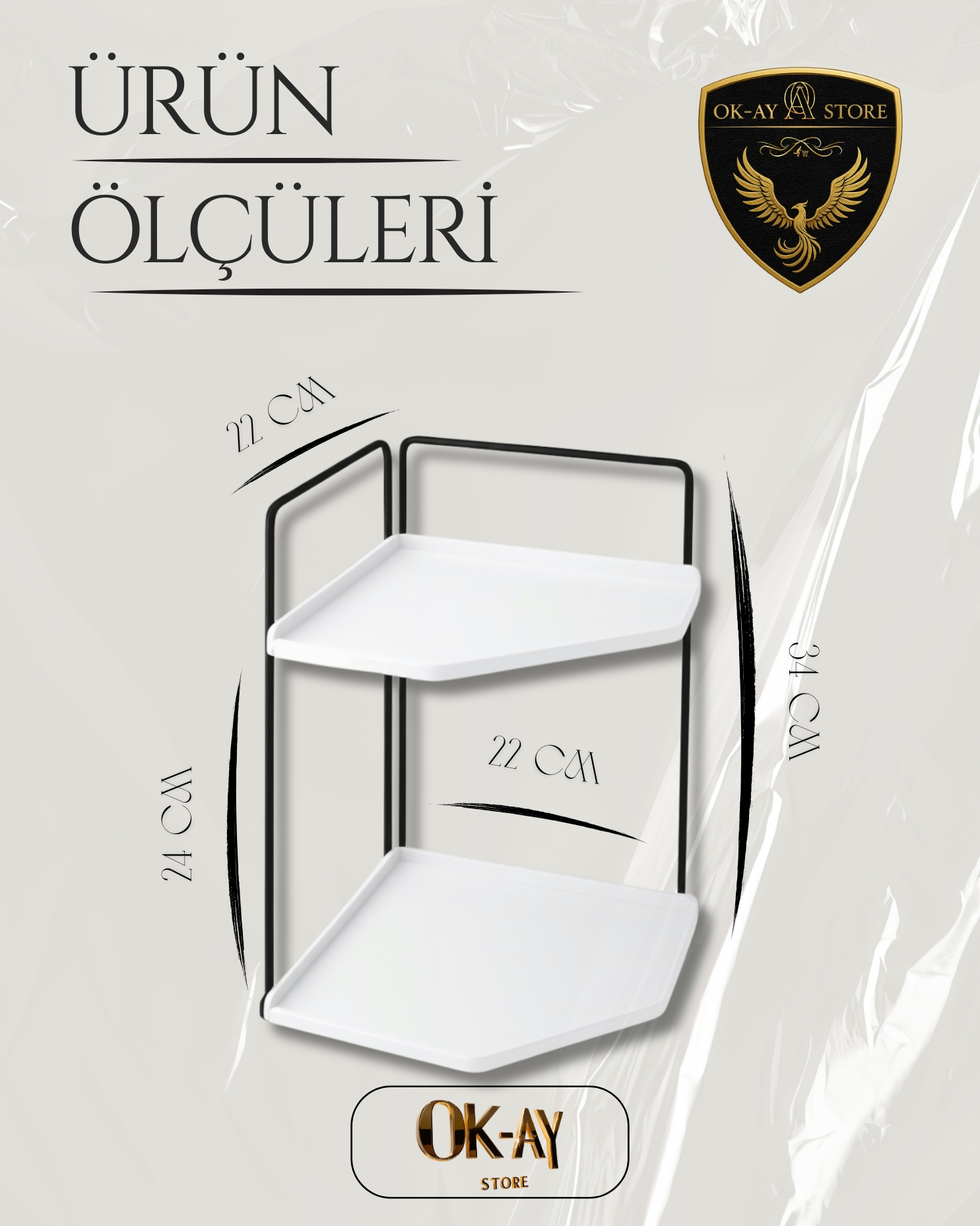 Banyo Rafı Çok Amaçlı Düzenleyici Tezgah Üstü Dekoratif 2 Katlı Raf 