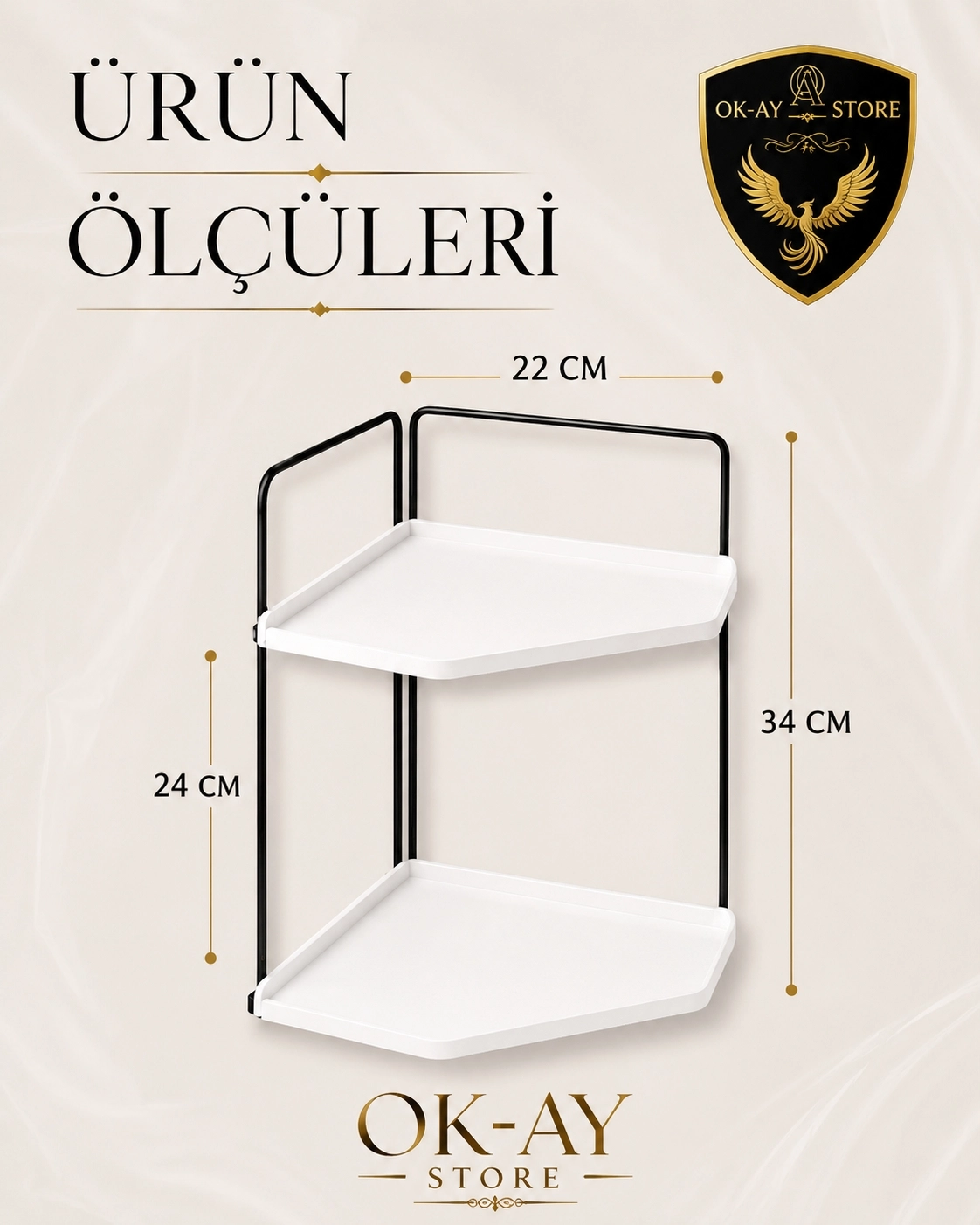 Banyo Rafı Çok Amaçlı Düzenleyici Tezgah Üstü Dekoratif 2 Katlı Raf 