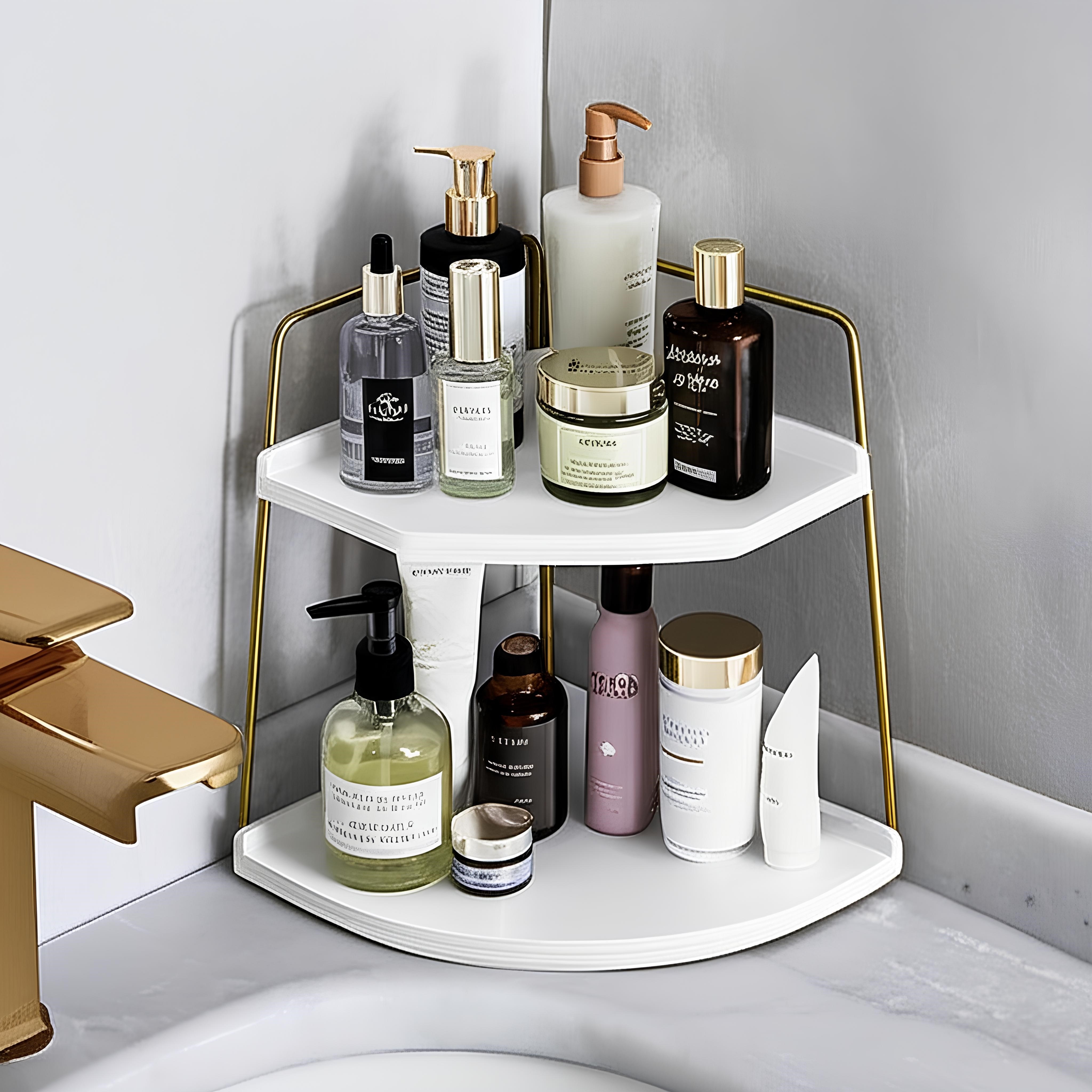 Takı Ve Makyaj Malzemesi İçin Çok Amaçlı Düzenleyici Banyo Masaüstü Kozmetik Organizeri Dekoratif 2 Katlı Raf