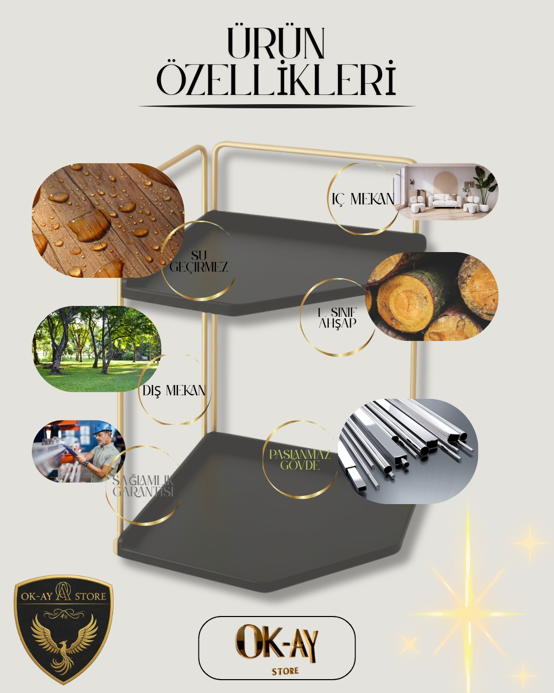 Banyo Rafı Çok Amaçlı Düzenleyici Tezgah Üstü Dekoratif 2 Katlı Raf 