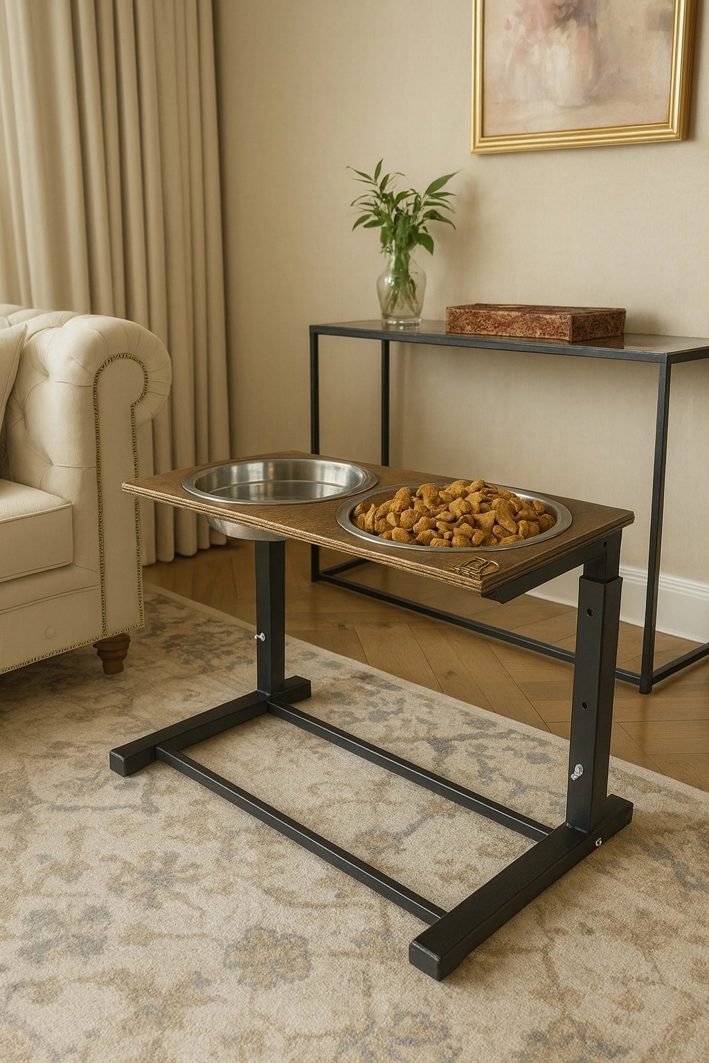Büyük ve Orta Boy Köpekler İçin Ayarlanabilir 3 Yükseklikli Paslanmaz Çelik Mama ve Su Kabı Standı