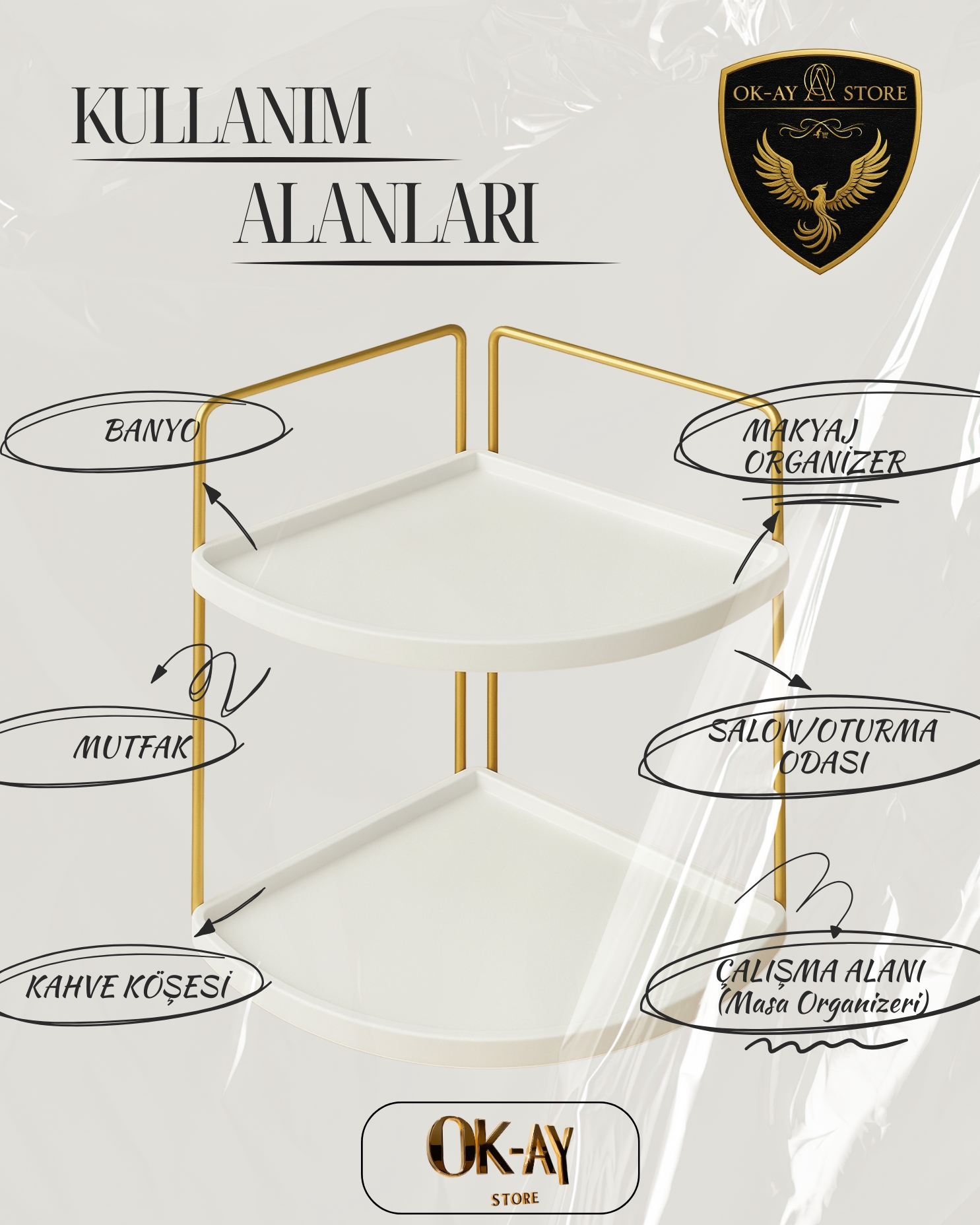 Mutfak Rafı Masaüstü Düzenleyici Organizer 2 Katlı Raf