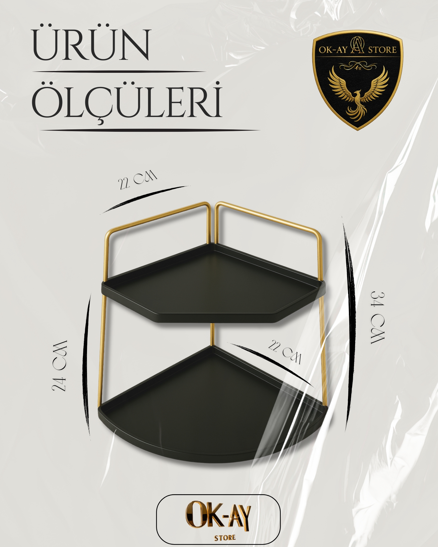 Takı Ve Makyaj Malzemesi İçin Çok Amaçlı Düzenleyici Banyo Masaüstü Kozmetik Organizeri Dekoratif 2 Katlı Raf