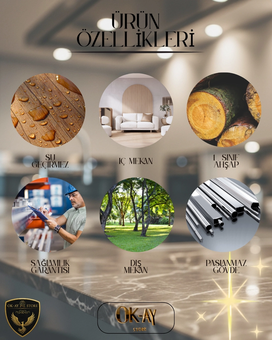 Dekoratif Ahşap Organizer | Paslanmaz Çelik Organizer – Mutfak, Banyo, Salon, Çalışma Masası