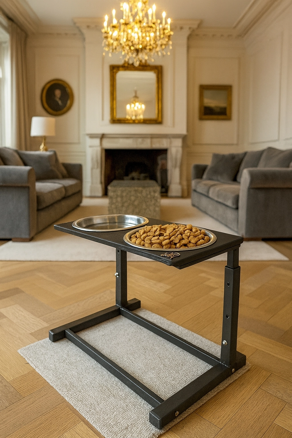 Büyük ve Orta Boy Köpekler İçin Ayarlanabilir 3 Yükseklikli Paslanmaz Çelik Mama ve Su Kabı Standı