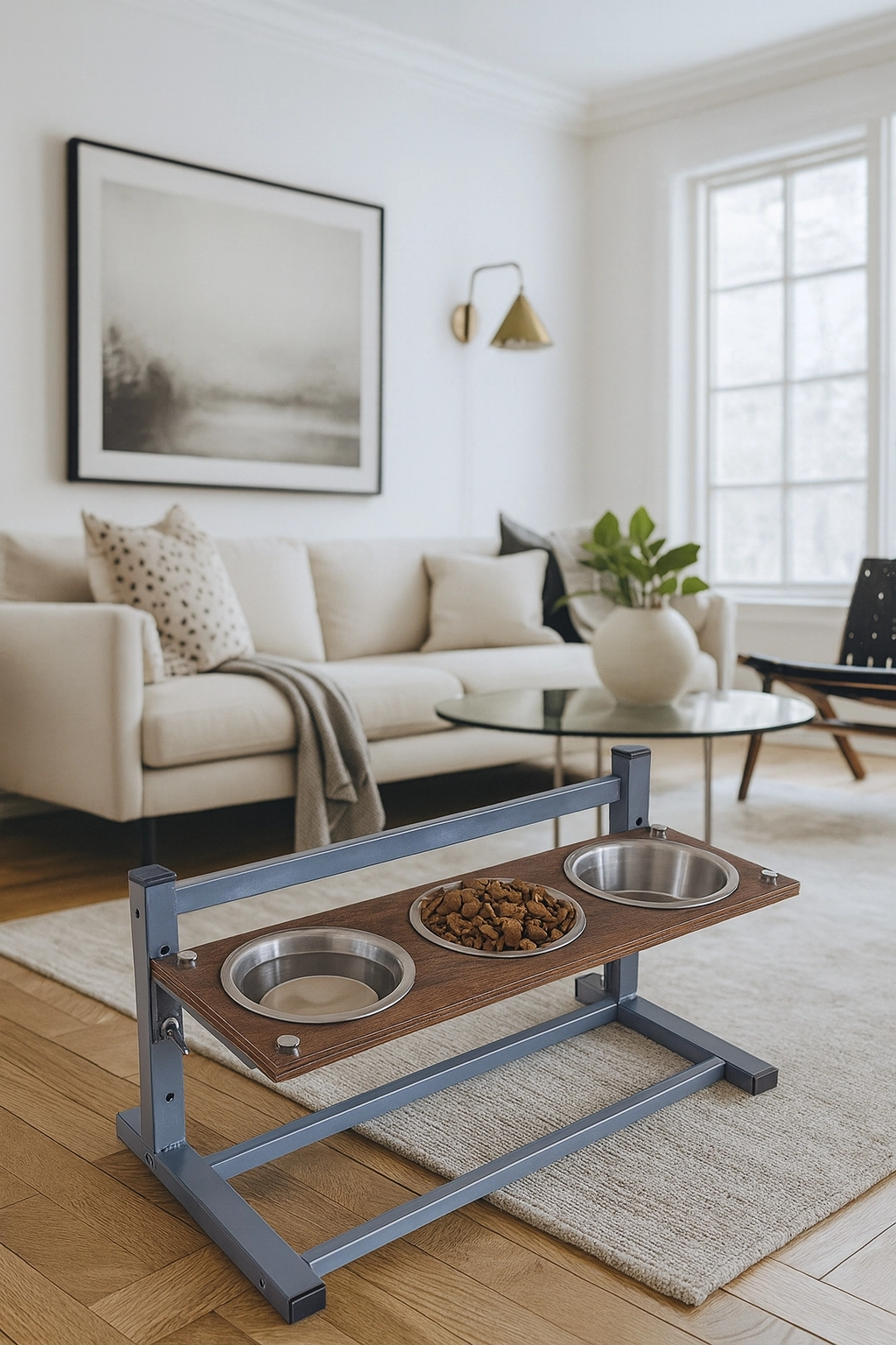 Kedi-Köpek Standı Ayarlanabilir 3 Yükseklik 2 Paslanmaz Çelik Mama Su Kabı Kedi-Köpek Kasesi Standı