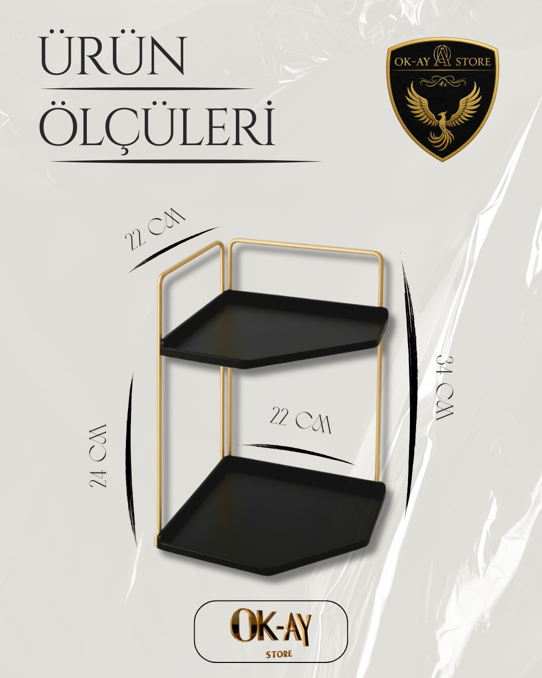 Banyo Rafı Çok Amaçlı Düzenleyici Tezgah Üstü Dekoratif 2 Katlı Raf 