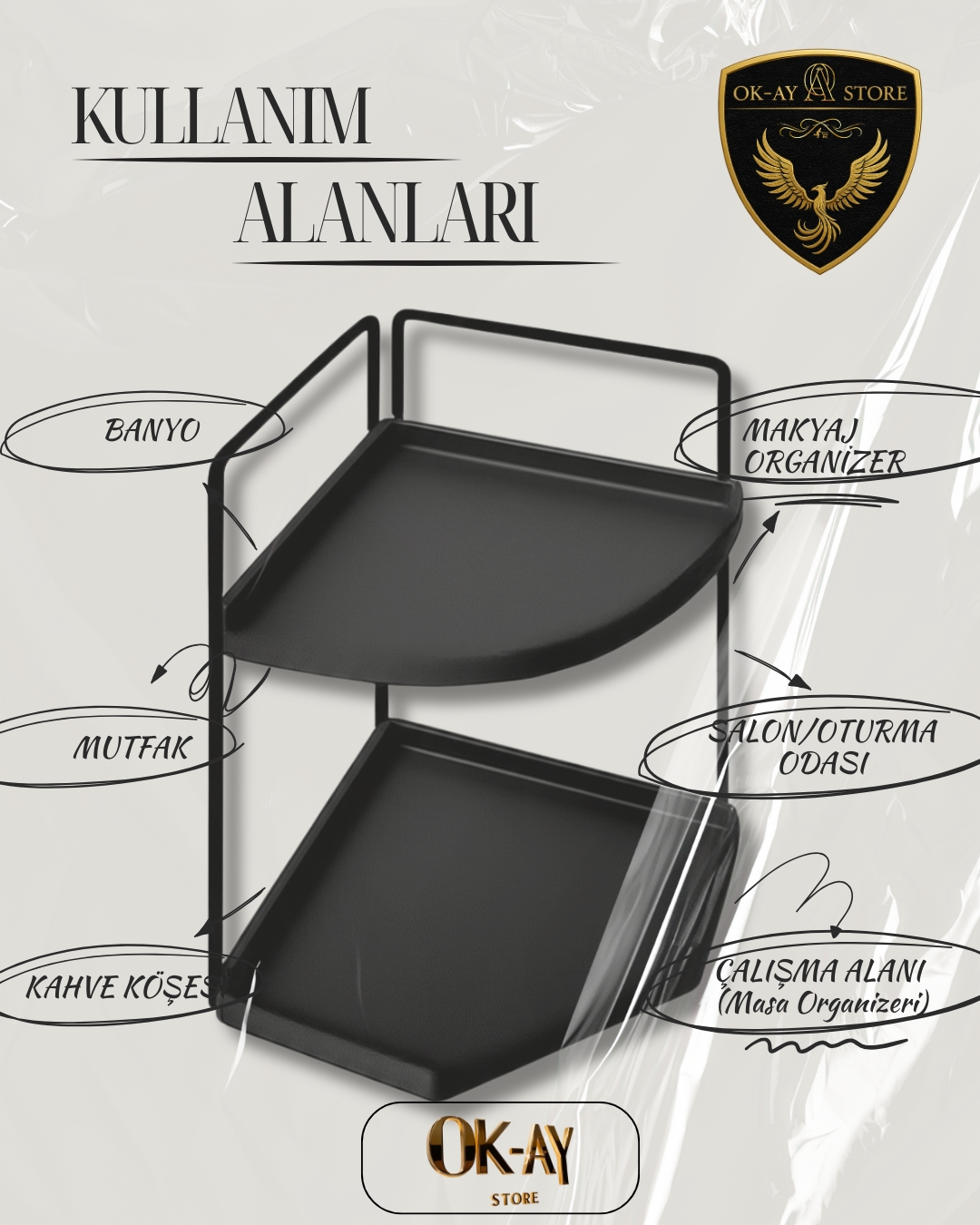 Takı Ve Makyaj Malzemesi İçin Çok Amaçlı Düzenleyici Banyo Masaüstü Kozmetik Organizeri Dekoratif 2 Katlı Raf