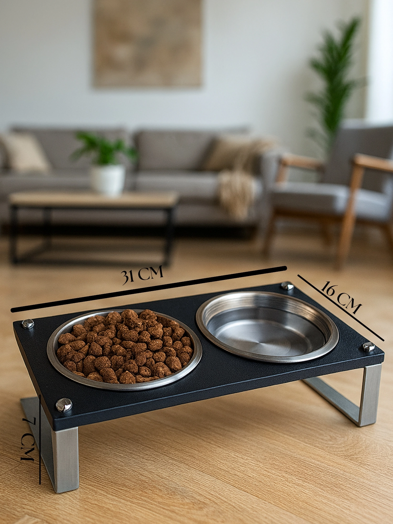 Kedi ve Köpekler İçin Mama ve Su Standı - Yüzde 10 Eğimli, Yüksek Kalite ve Sağlıklı Tasarım