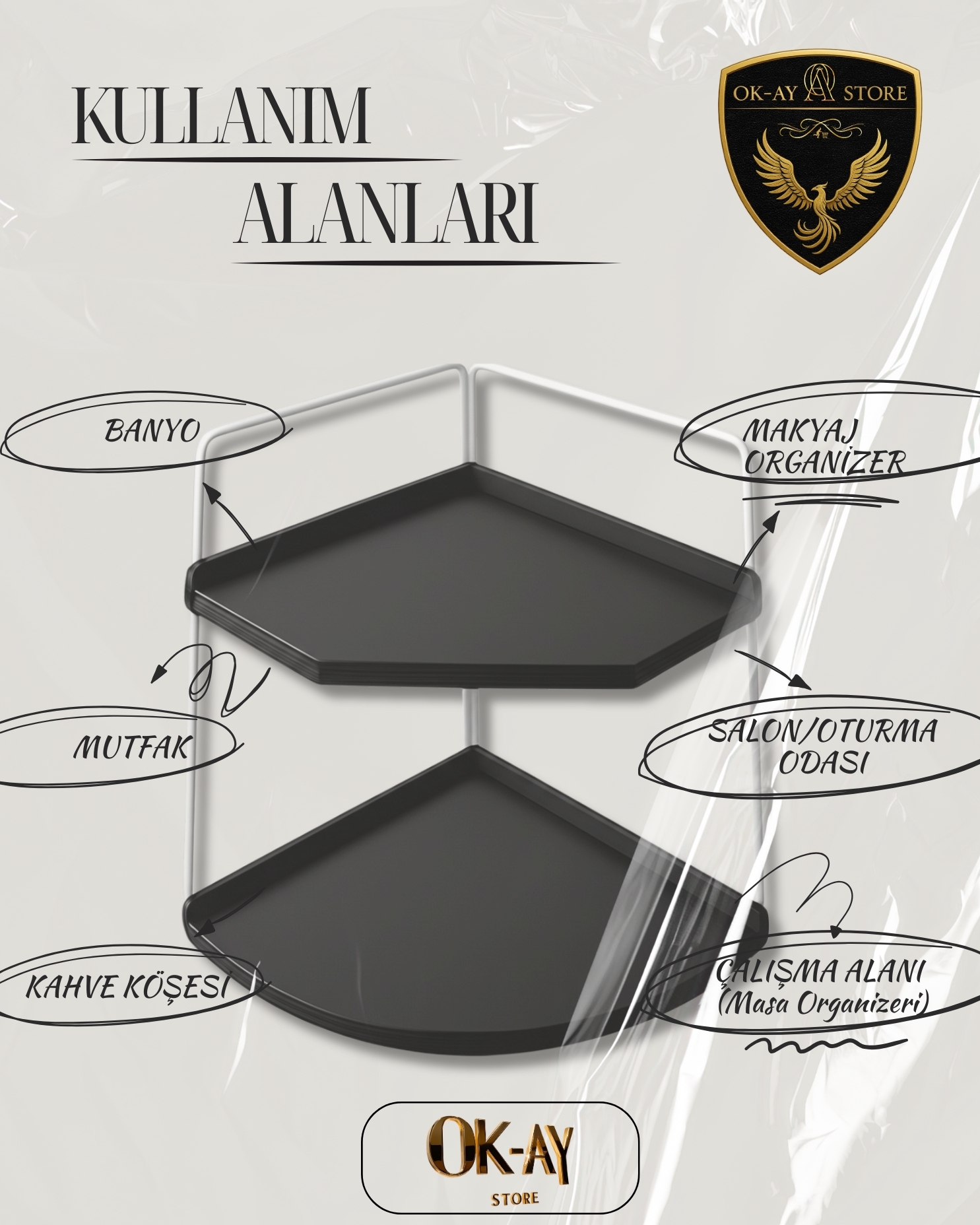 Takı Ve Makyaj Malzemesi İçin Çok Amaçlı Düzenleyici Banyo Masaüstü Kozmetik Organizeri Dekoratif 2 Katlı Raf