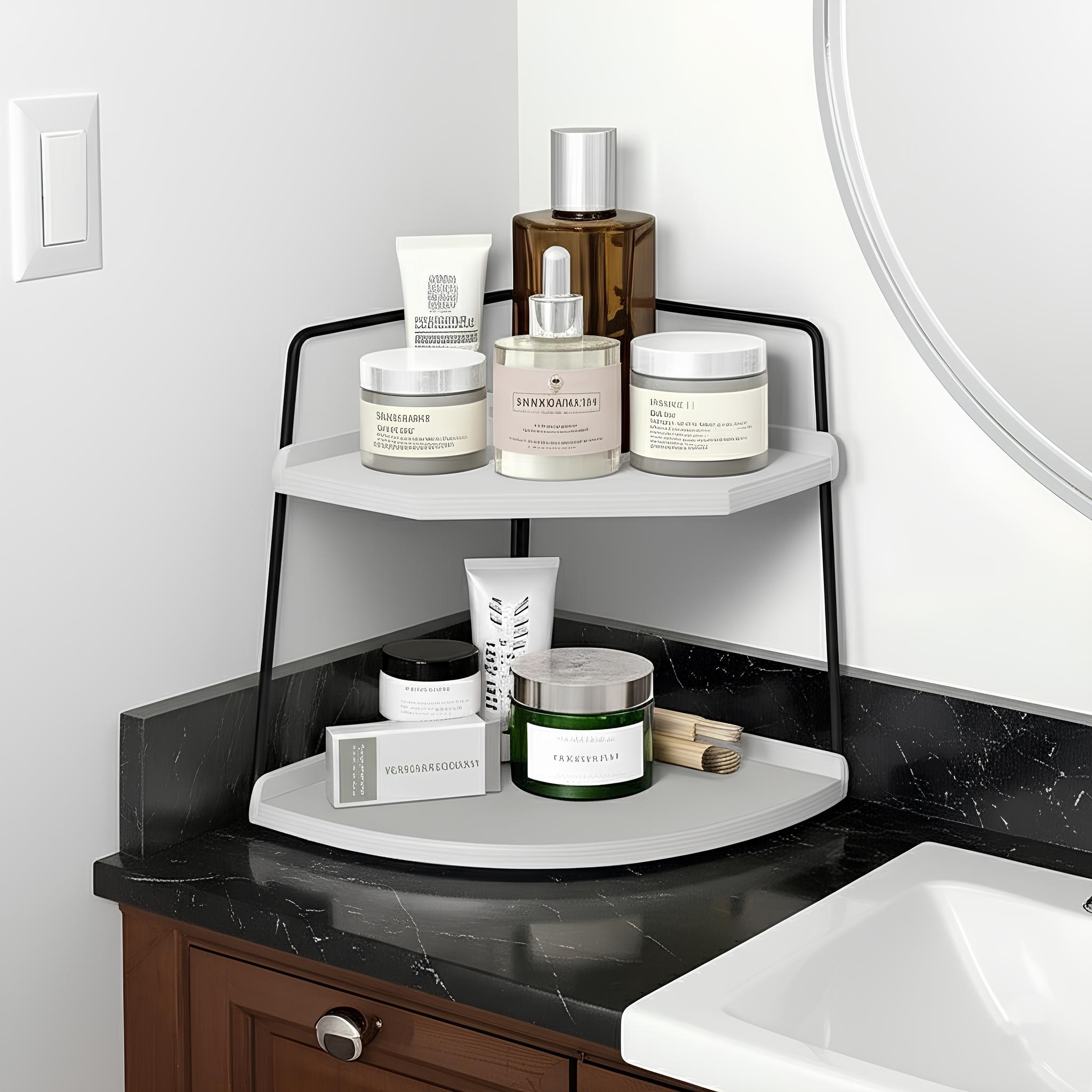Takı Ve Makyaj Malzemesi İçin Çok Amaçlı Düzenleyici Banyo Masaüstü Kozmetik Organizeri Dekoratif 2 Katlı Raf